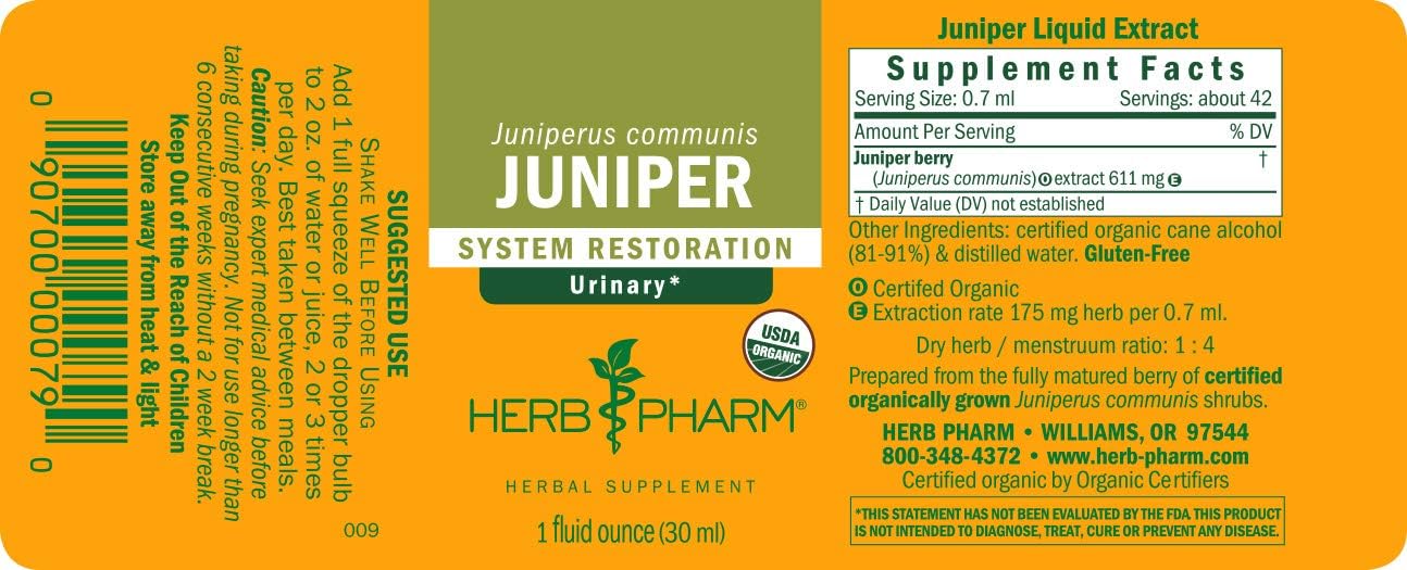 Herb Pharm Extracto líquido orgánico certificado para soporte del sistema urinario enebro 1 fl oz