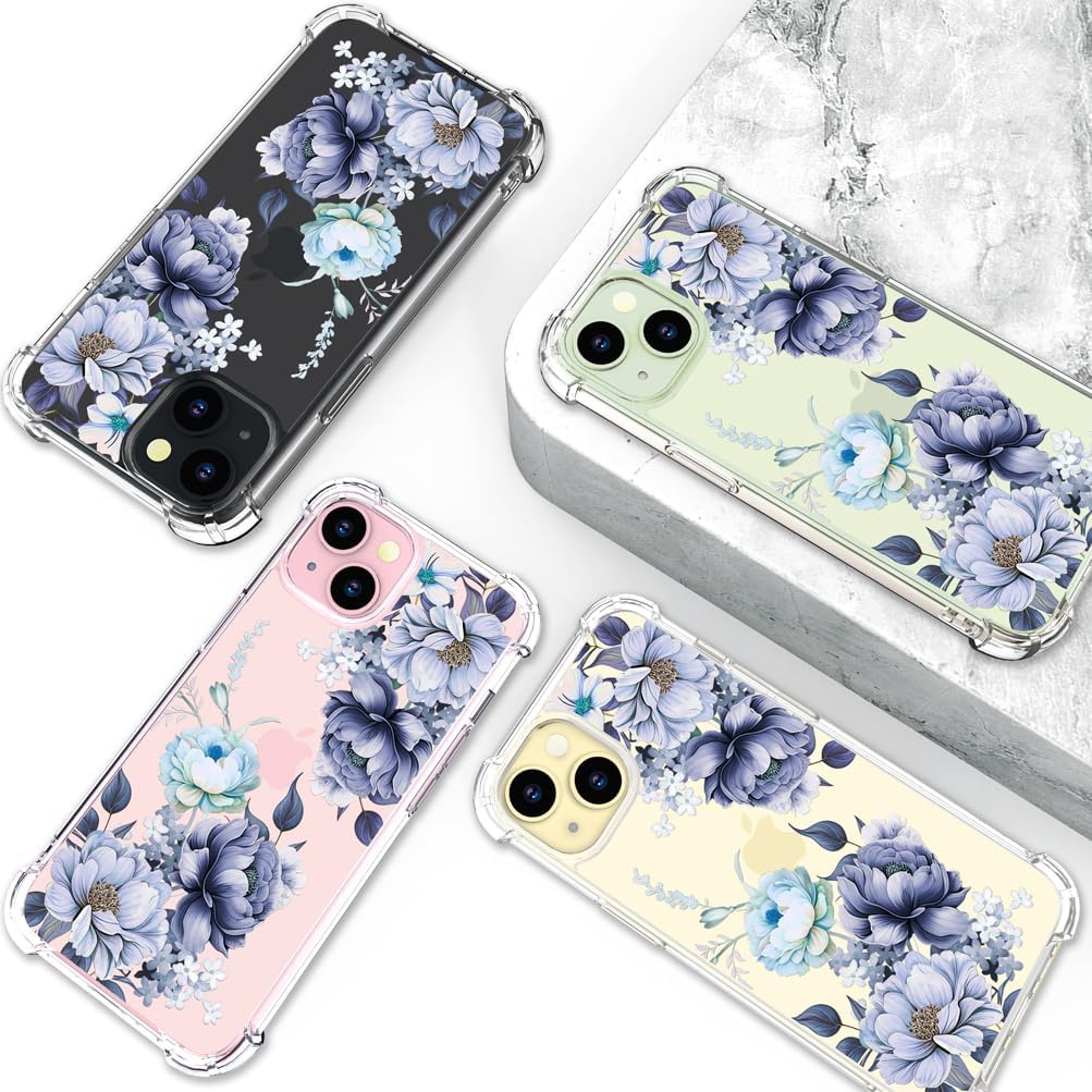 Funda para iPhone 15 para mujeres, diseño de flores y flores, bonita funda de diseño de flores estéticas para niñas compatible con iPhone 15, color