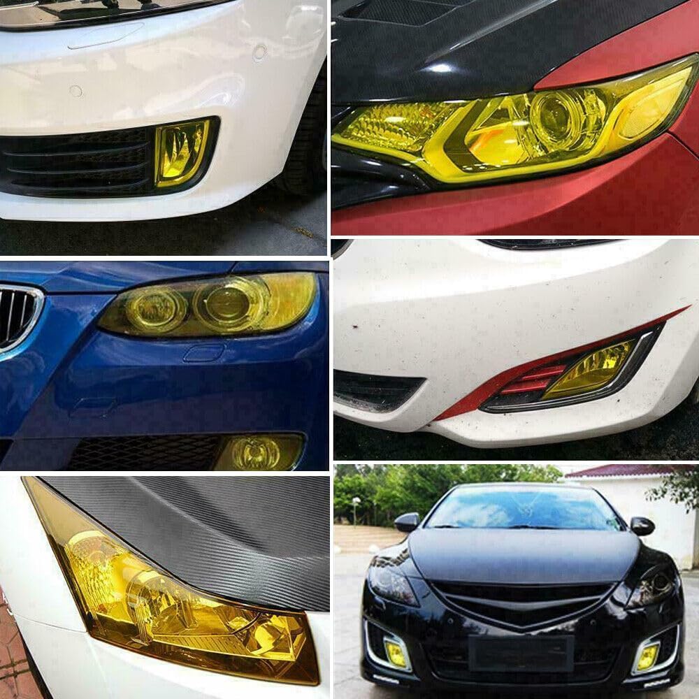 Rollo de lámina de vinilo tintado de 12 x 48 pulgadas para faros delanteros de automóvil, luces traseras, luces antiniebla con escobilla de goma +
