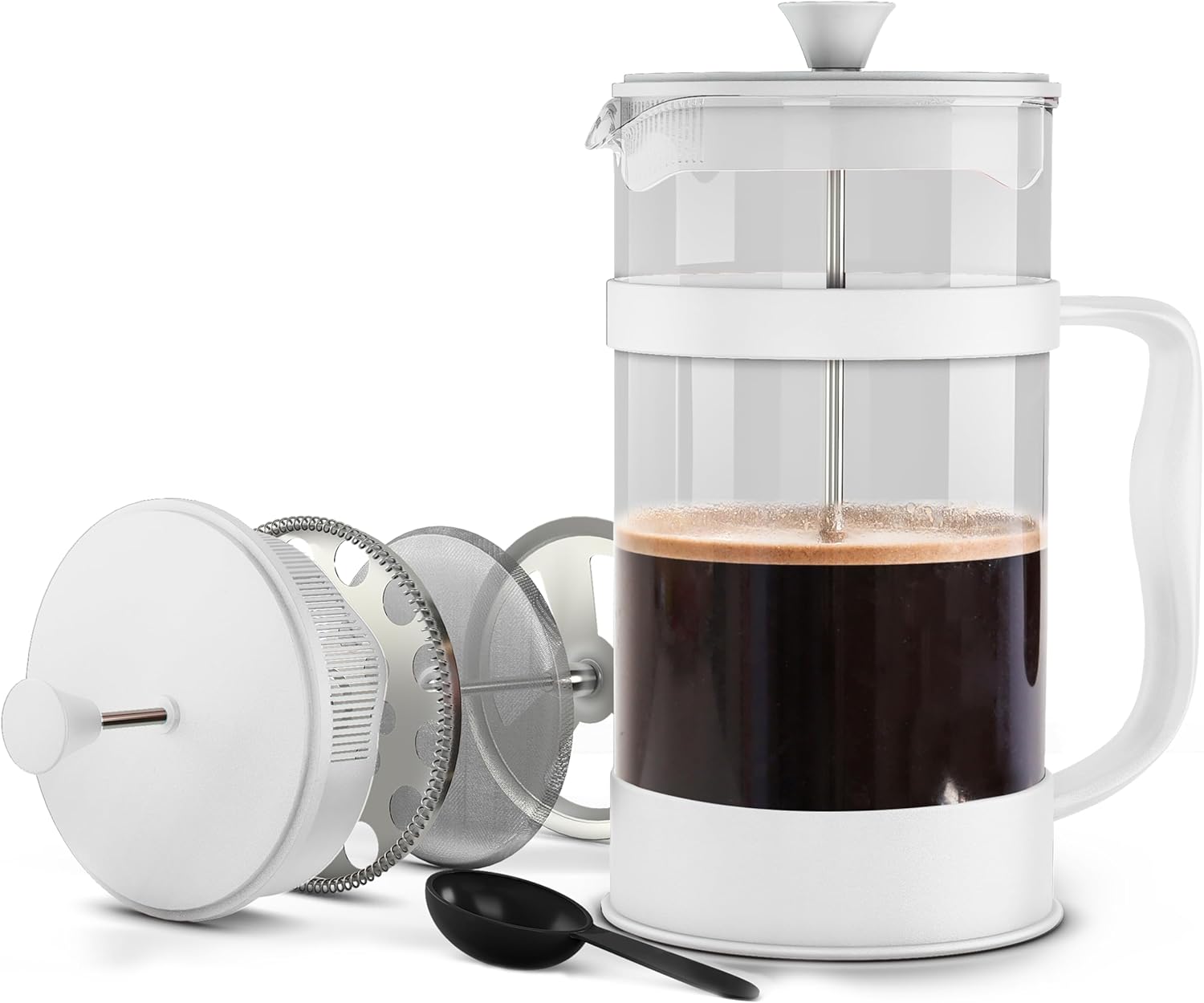 Utopia Kitchen French Press Espresso – Cafetera para té y café con filtros triples de 51 onzas, émbolo de acero inoxidable y vidrio de borosilicato