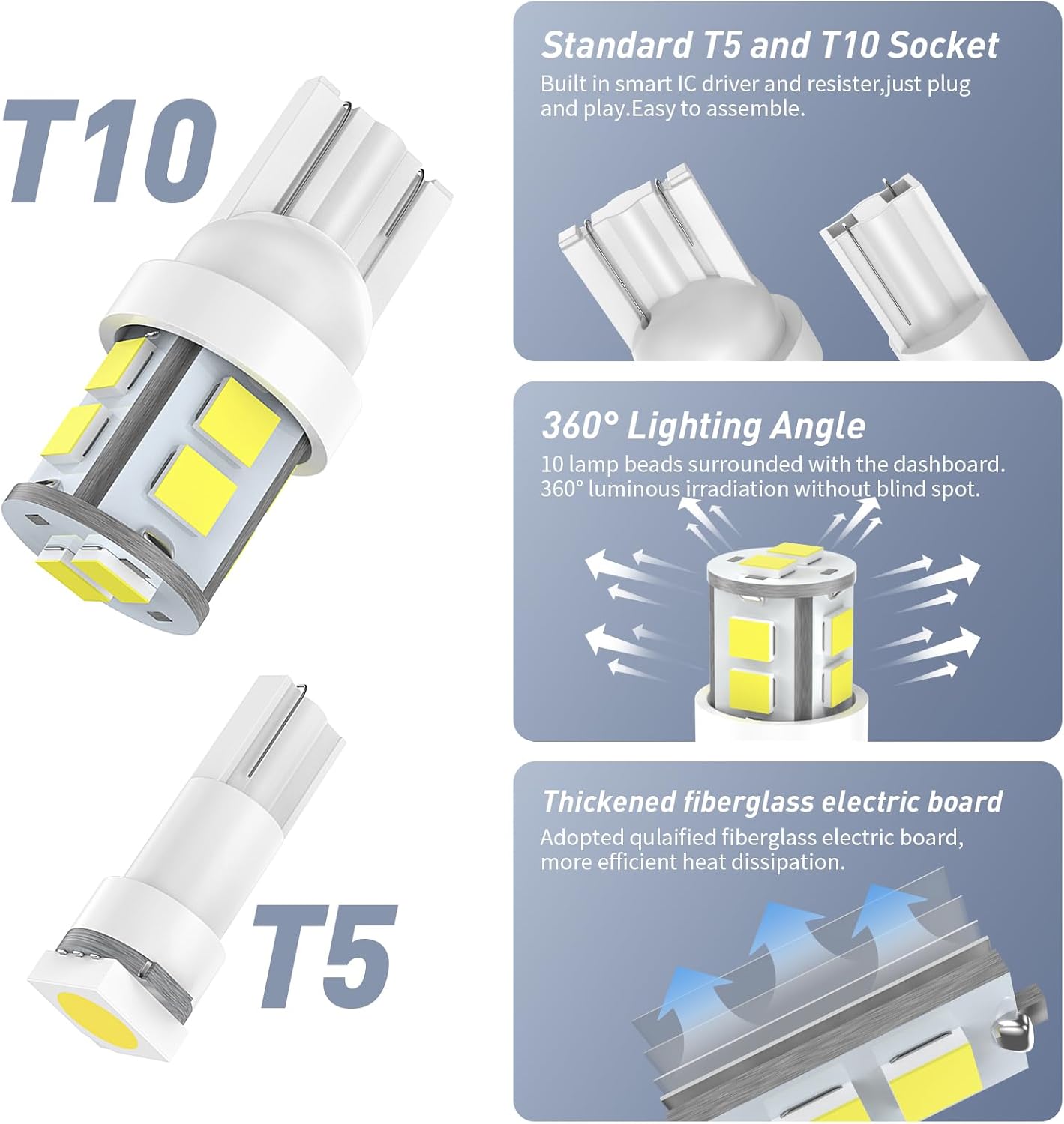 Juego de 32 bombillas LED tipo domo para automóvil, T10, T5, 1.220 in, DE3175, 1.654 in, bombillas de repuesto para puerta, cortesía, luz de