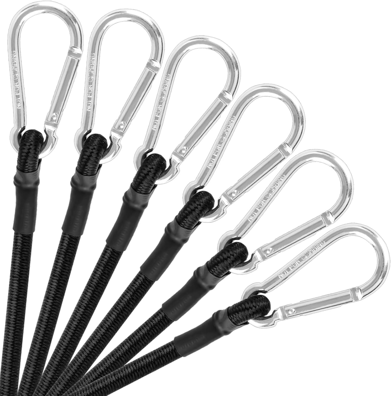 Cuerdas elásticas con ganchos de mosquetón, cuerdas elásticas pequeñas de 12 pulgadas con ganchos, cuerdas elásticas negras de 13 pulgadas de grosor