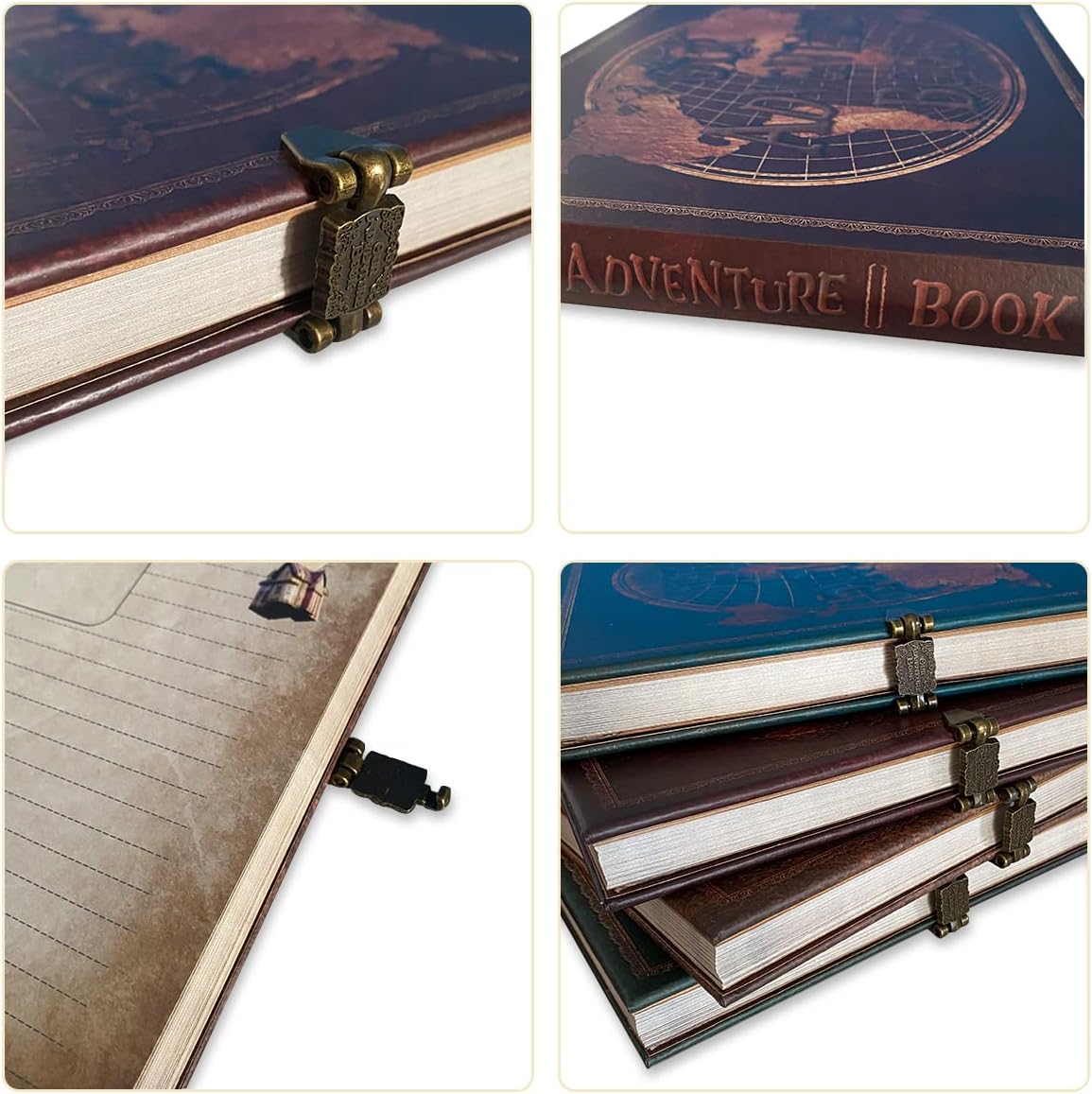 Libro de aventuras, libro de recortes, diario de viaje, libro de fotos con tapa de letras en relieve, álbum de fotos grande hecho a mano para