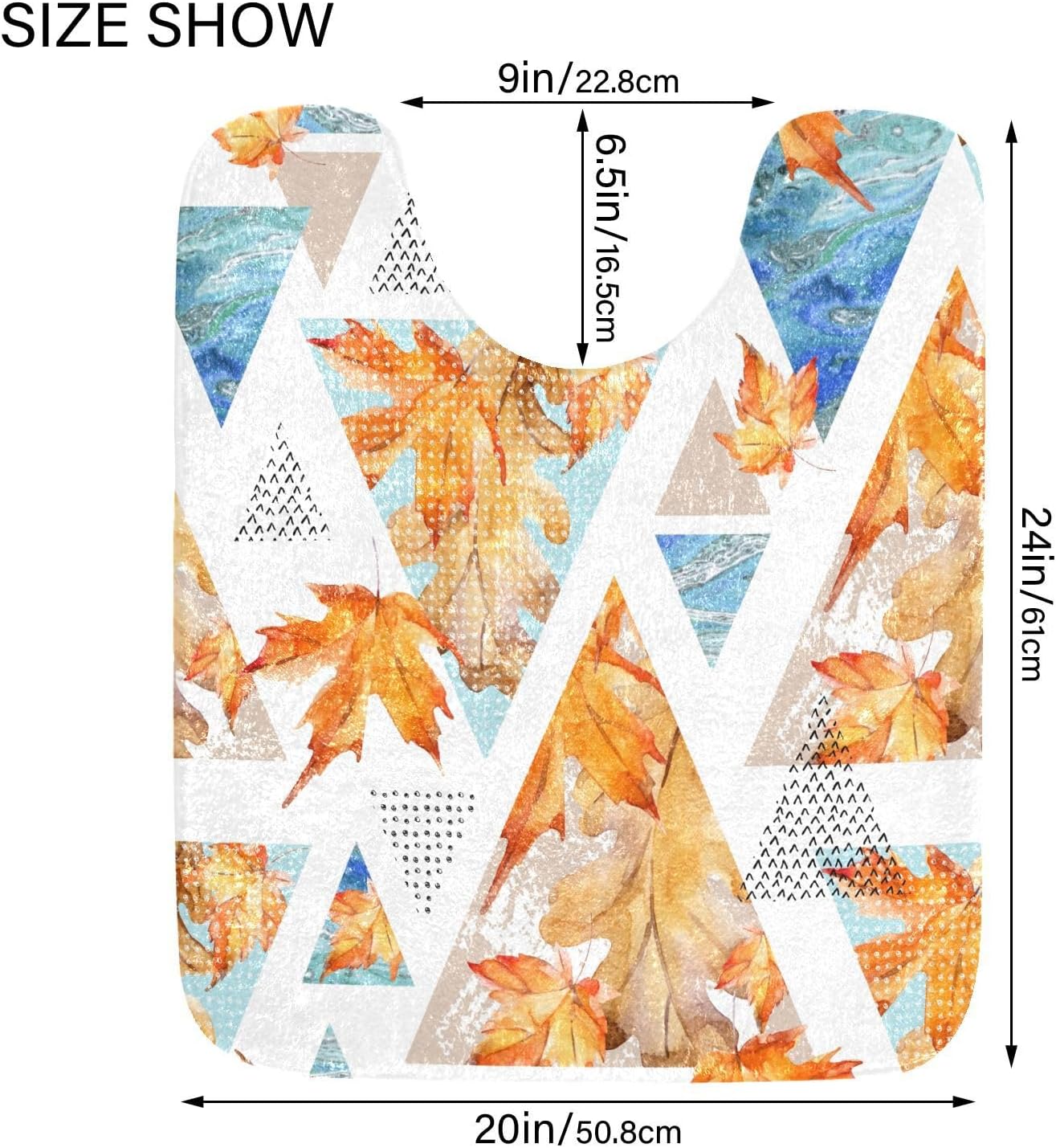 Bathroom Rugs Sets 2 Piece 24×16+24×20 Inch,Soft U-Shaped Contour Toilet Rug Abstract Autumn Geometric Non-Slip Absorbent Bath Floor Mat Carpet Set