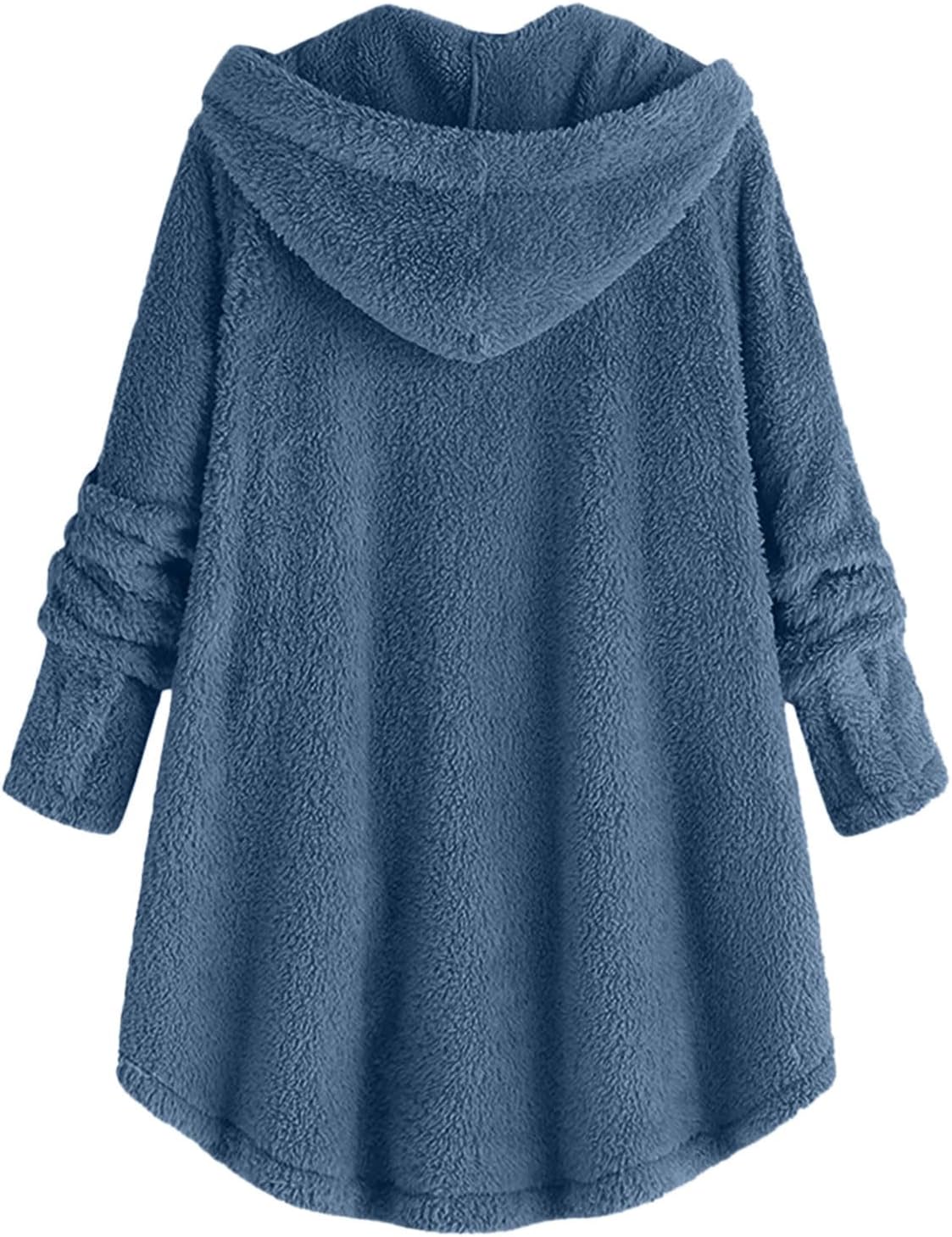 Abrigos de invierno para mujer, cárdigan con capucha, forro polar mullido, con botones, de manga larga, irregular, con capucha, chaquetas para