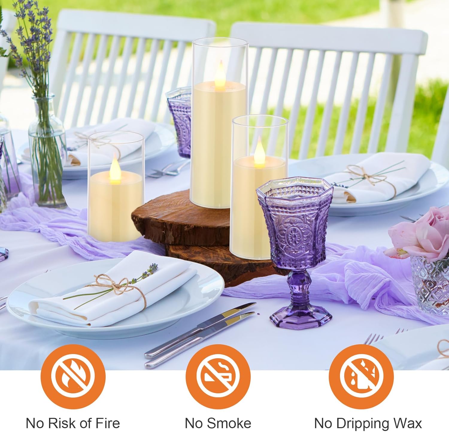 24 velas parpadeantes sin llama, velas LED de pilar con 4 controles remotos que funcionan con pilas para interiores y exteriores, velas falsas
