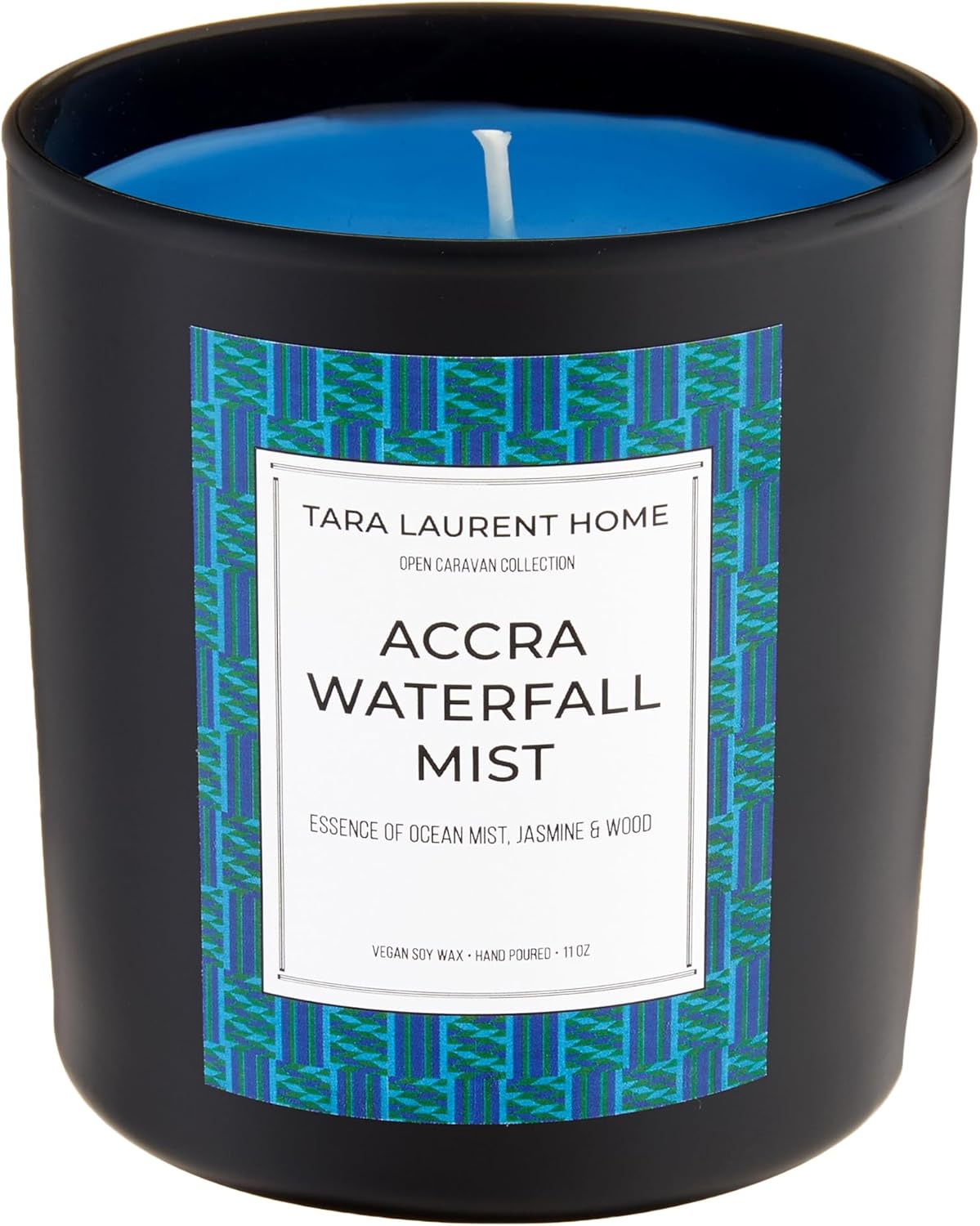 Vela de soja de lujo perfumada Open Caravan Collection  Bruma de cascada de Accra  Mezcla de té blanco y bergamota  Mecha única de 11 onzas  Largo
