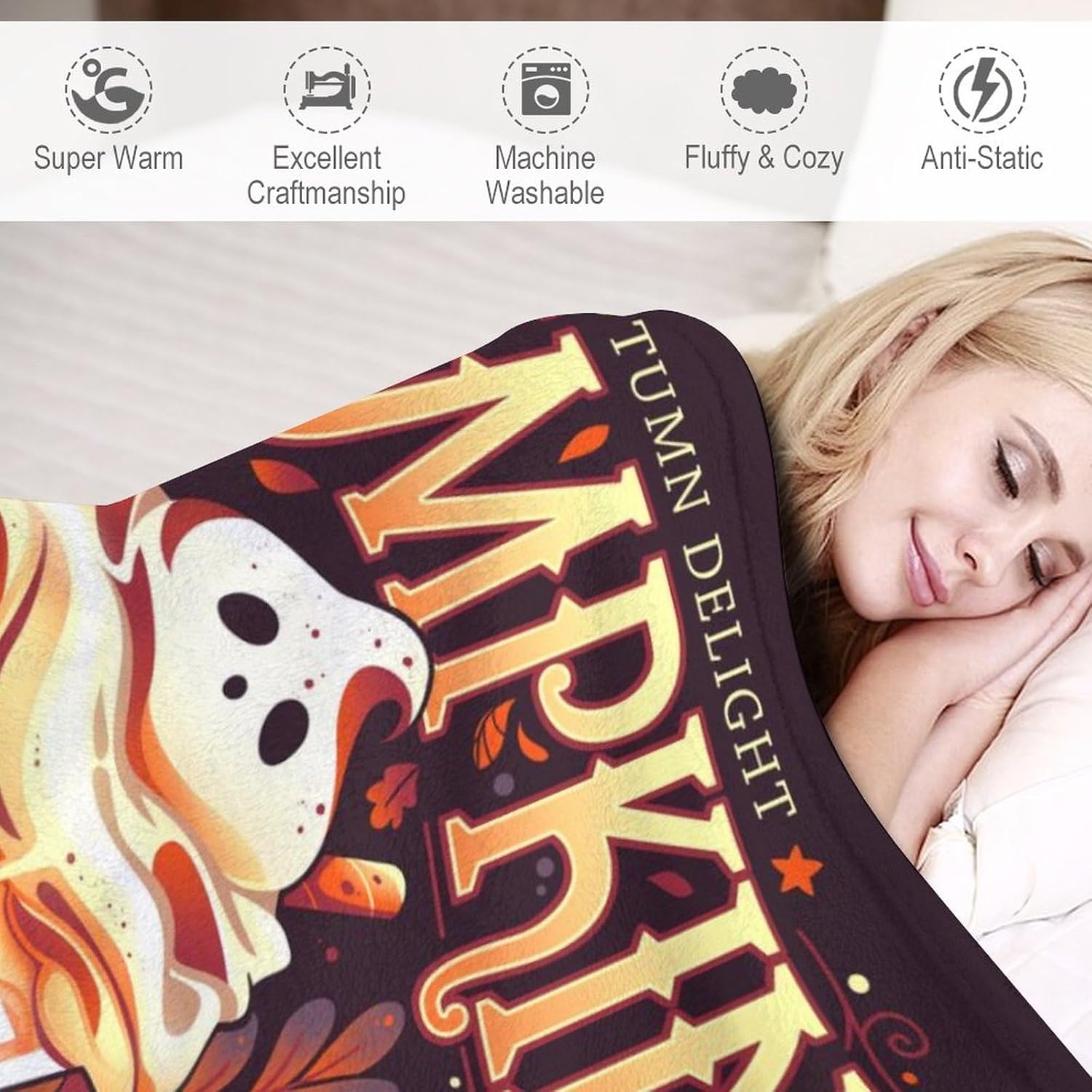 tbysgaq Manta de Halloween divertida de fantasma, bonita calabaza, manta de franela ligera y acogedora para dormitorio, sala de estar, sofá, cama,