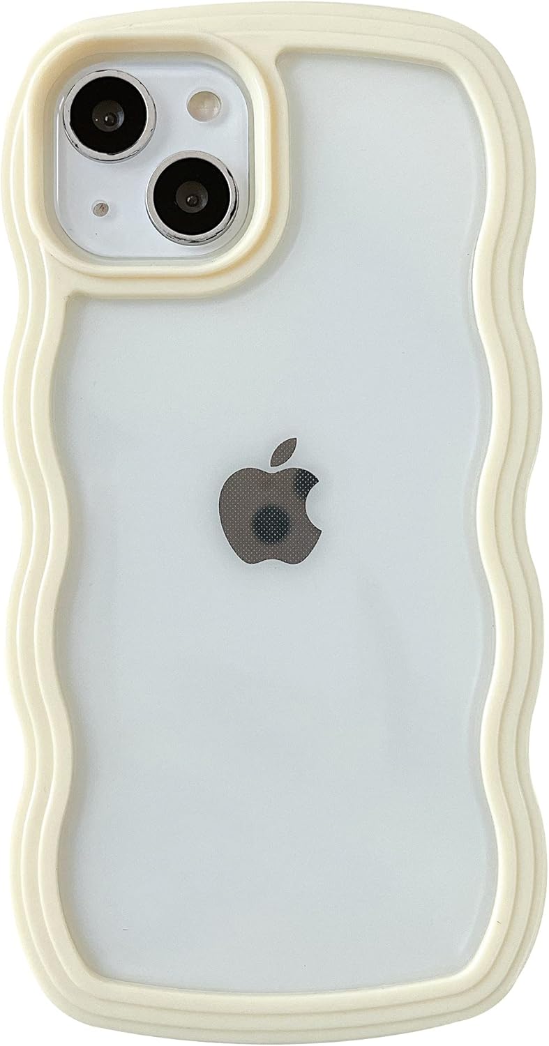 Caseative Bonita forma de marco ondulado rizado, a prueba de golpes, suave, compatible con iPhone (amarillo, iPhone 11 Pro Max)