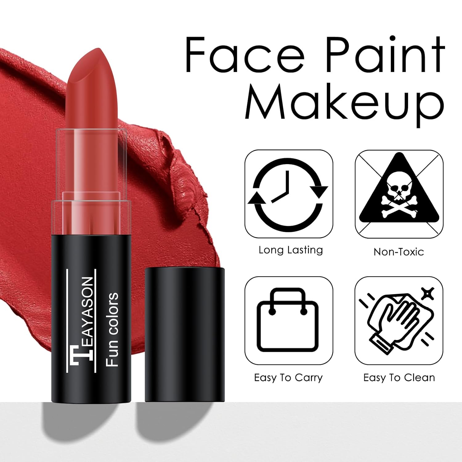 FREEORR 2 unidades de palo negro de ojos rojos, ojos rojos negros pintura corporal para béisbol, fútbol, Halloween, disfraz de vampiro, bromista y