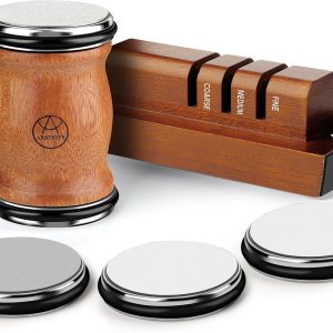 Afilador de cuchillos rodantes con 5 discos reemplazables de diamante y cerámica, afilador de cuchillos 5 en 1 para acero de cualquier dureza, base Afilador de cuchillos rodantes con 5 discos reemplazables de diamante y cerámica, afilador de cuchillos 5 en 1 para acero de cualquier dureza, base
