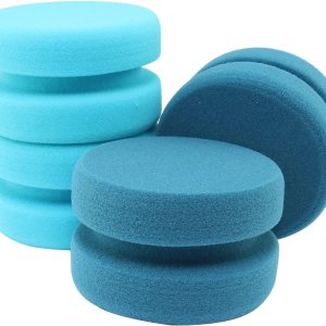 Esponja de pintura de doble cara, esponja redonda redonda para pintura, manualidades, cocina, encerado de automóvil, 2 unidades, azul x 2 + azul Esponja de pintura de doble cara, esponja redonda redonda para pintura, manualidades, cocina, encerado de automóvil, 2 unidades, azul x 2 + azul