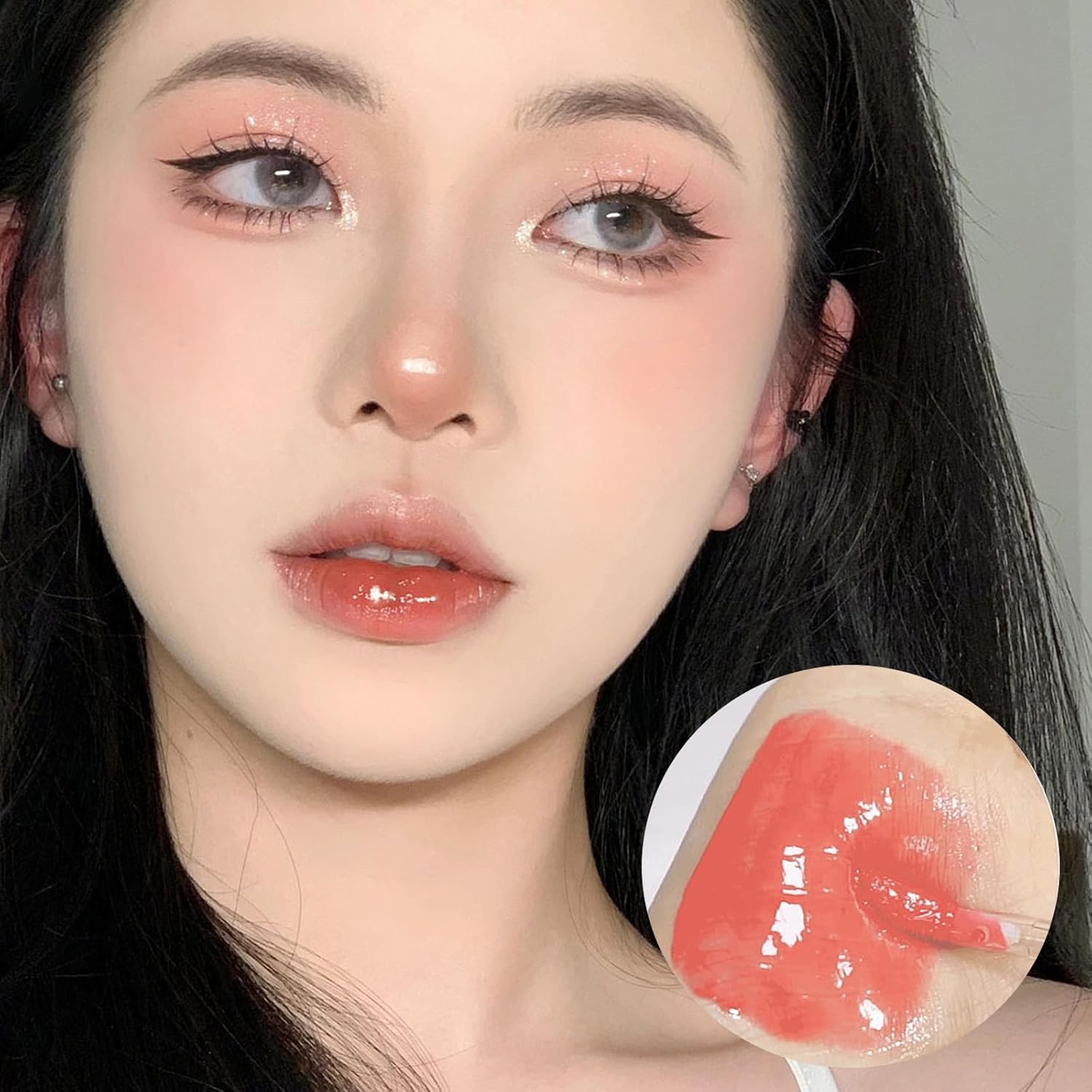 Juego de 6 brillos de labios rosa corazón, color vivo, acabado jugoso y brillante, tinte hidratante de larga duración altamente pigmentado,