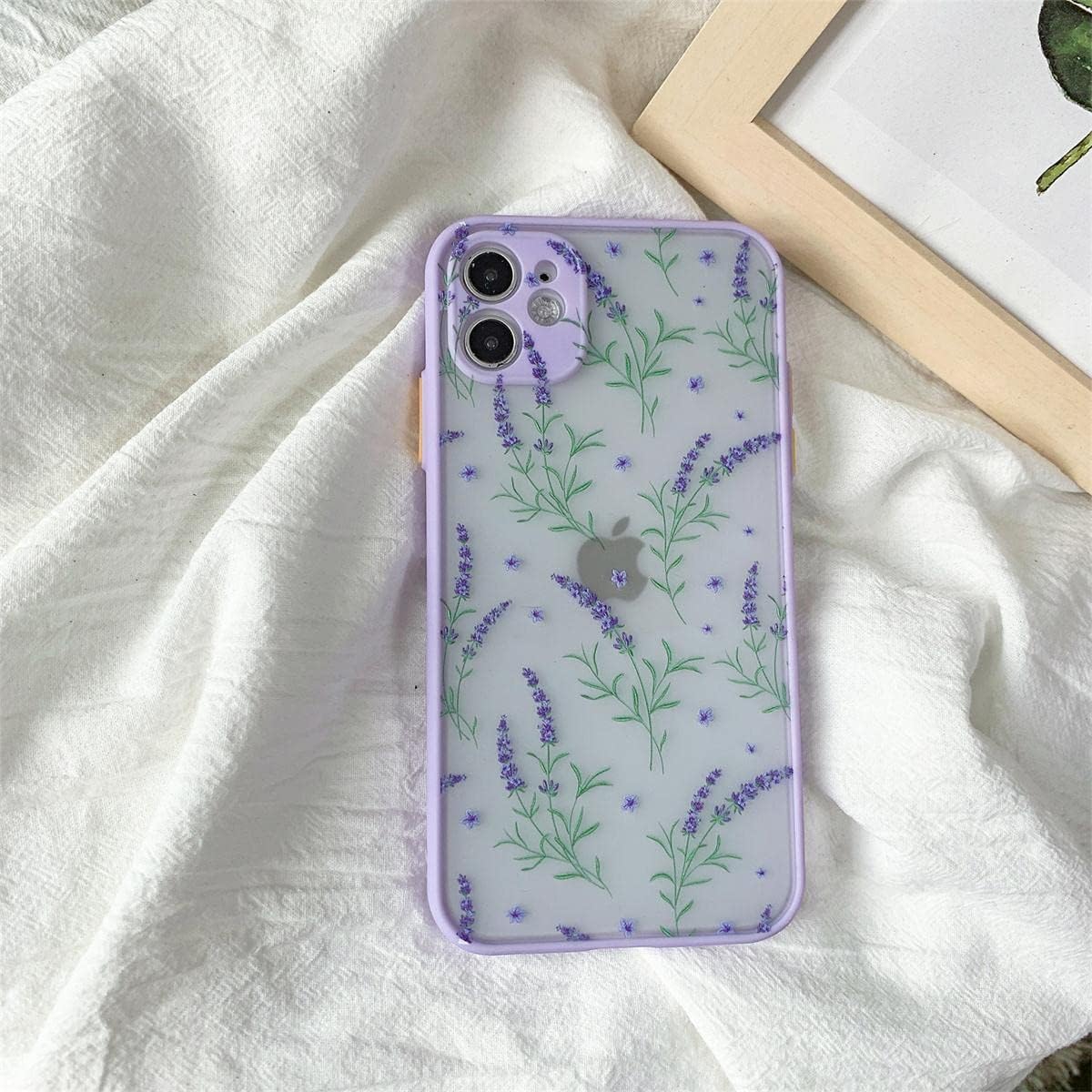 Ownest Funda compatible con iPhone 11 para iPhone 11 con diseño de flores, transparente esmerilado, parte trasera de policarbonato floral, para