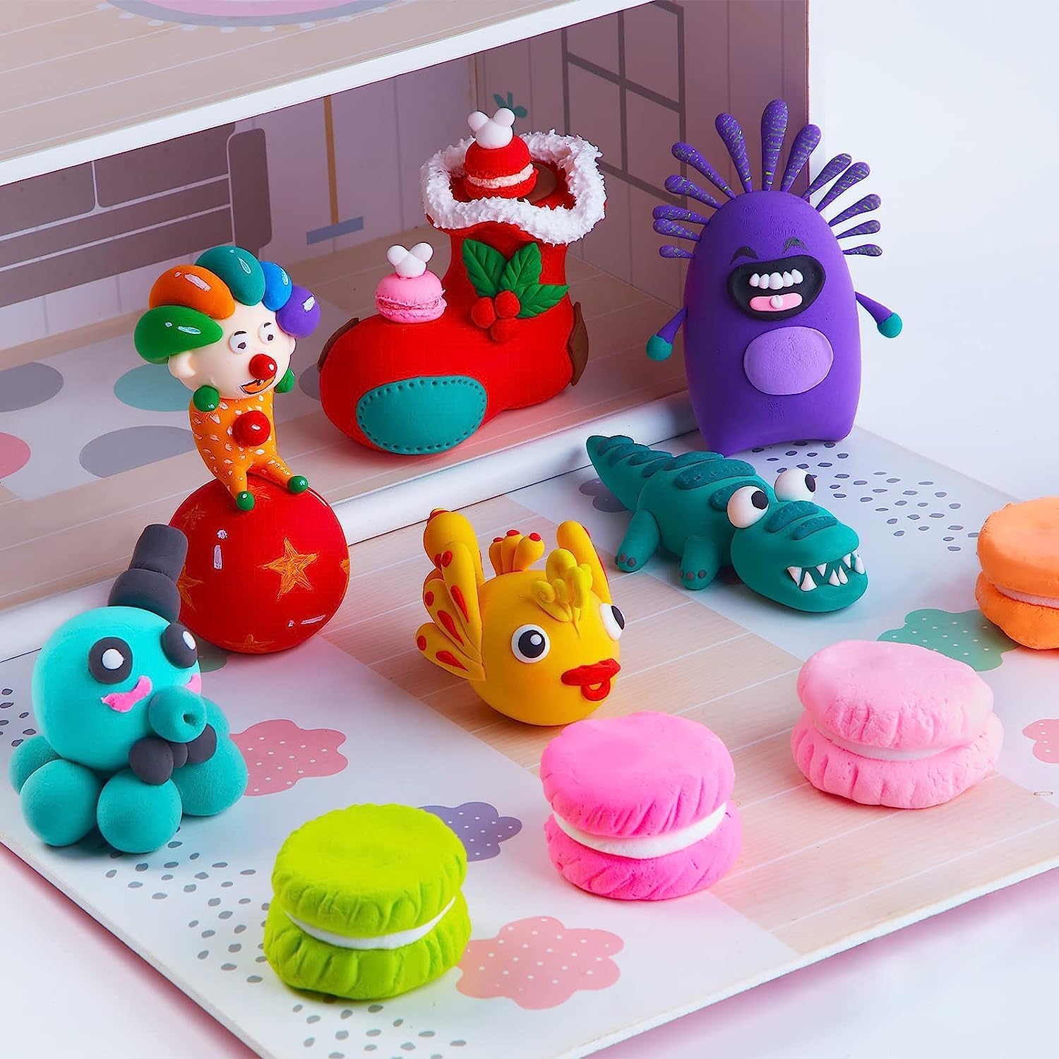 Kit de arcilla para modelar, arcilla de secado al aire de 24 colores para niños, arcilla mágica de espuma con herramientas de escultura, arcilla
