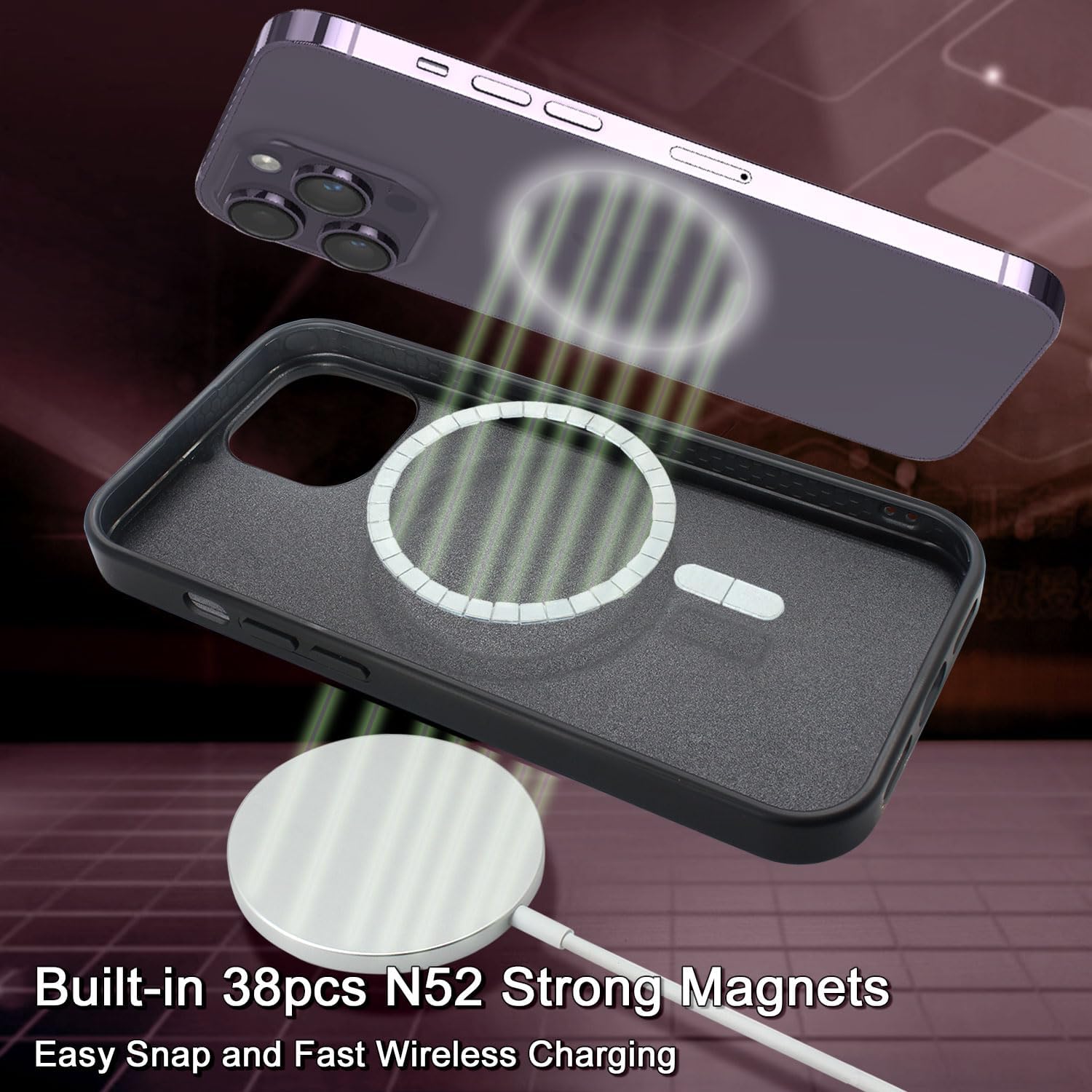 Harryshell Funda magnética desmontable para iPhone 14 Pro Max compatible con MagSafe inalámbrica carga protectora para teléfono con múltiples