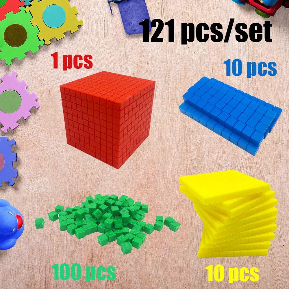 Base Diez Bloques para Matemáticas Tempranas, Cubos Educativos Conteo de Juguetes y Matemáticas en Homeschool, Cubos de Matemáticas para Habilidades
