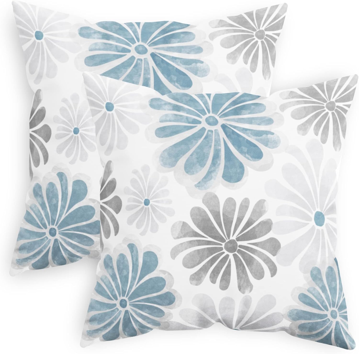 CaliTime Juego de 2 fundas de almohada decorativas de vellón de dos tonos con flores florecientes para sofá, cama, decoración de casa rural, 20 x 20