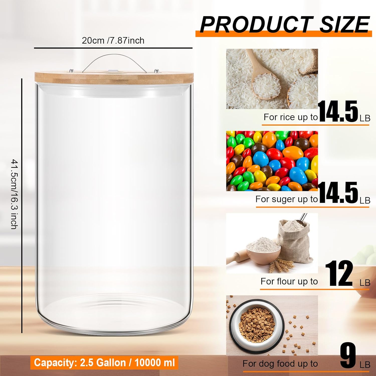 Mifoci Tarros grandes de almacenamiento de vidrio con tapa hermética de bambú, tarro transparente de boca para fermentar kombucha, decapado,