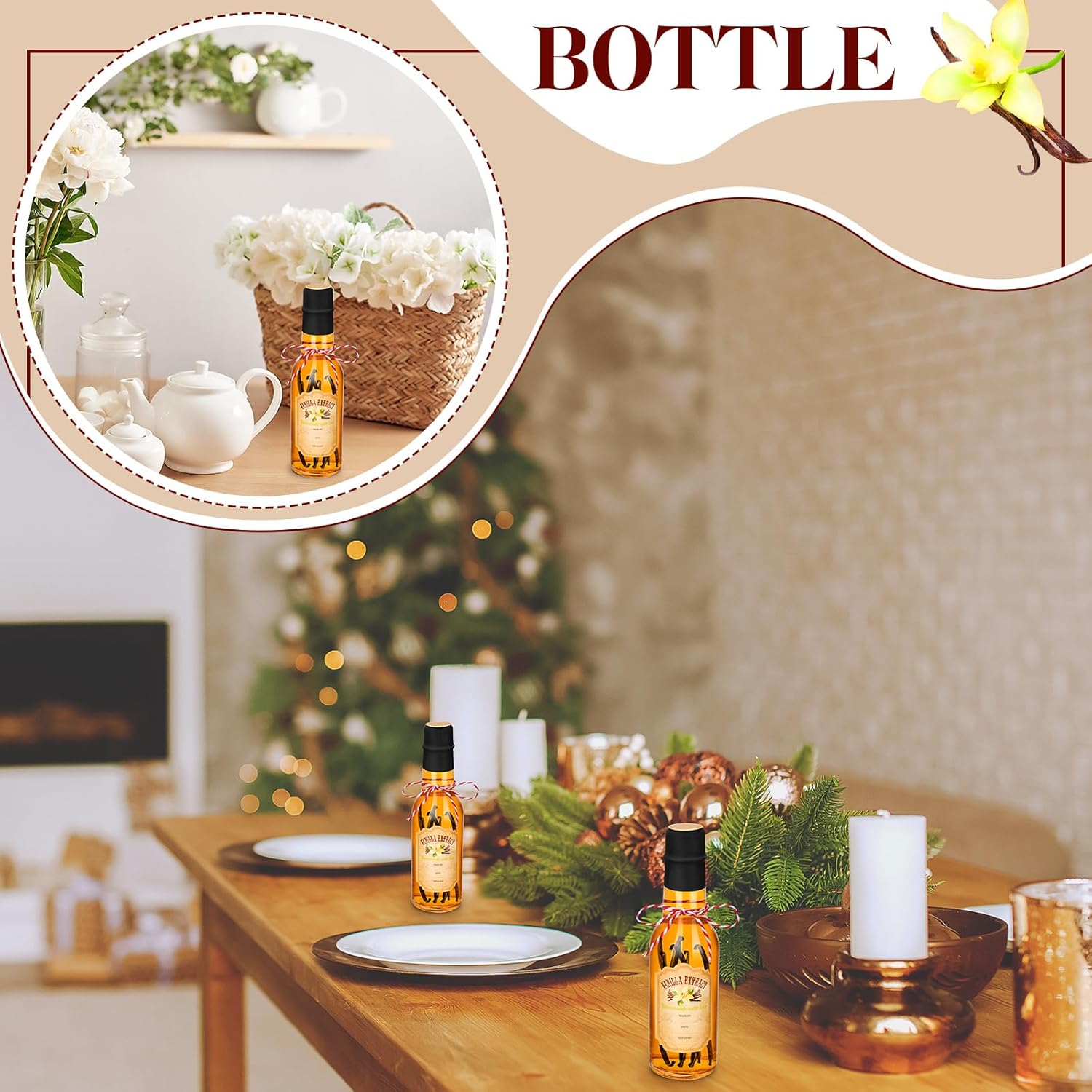 Tioncy 16 botellas de extracto de vainilla de 5 onzas para botellas de vidrio transparente caseras con tapas y bandas retráctiles, extracto de