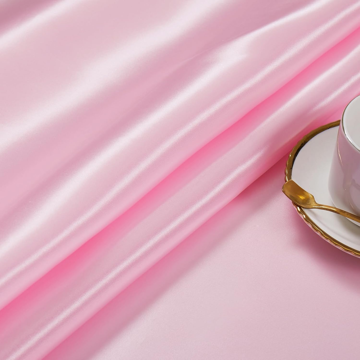 Paquete de 6 manteles de satén rosa de 58 x 102 pulgadas, rectangular, brillante, sedoso y suave, para decoración de banquete de boda, fiesta