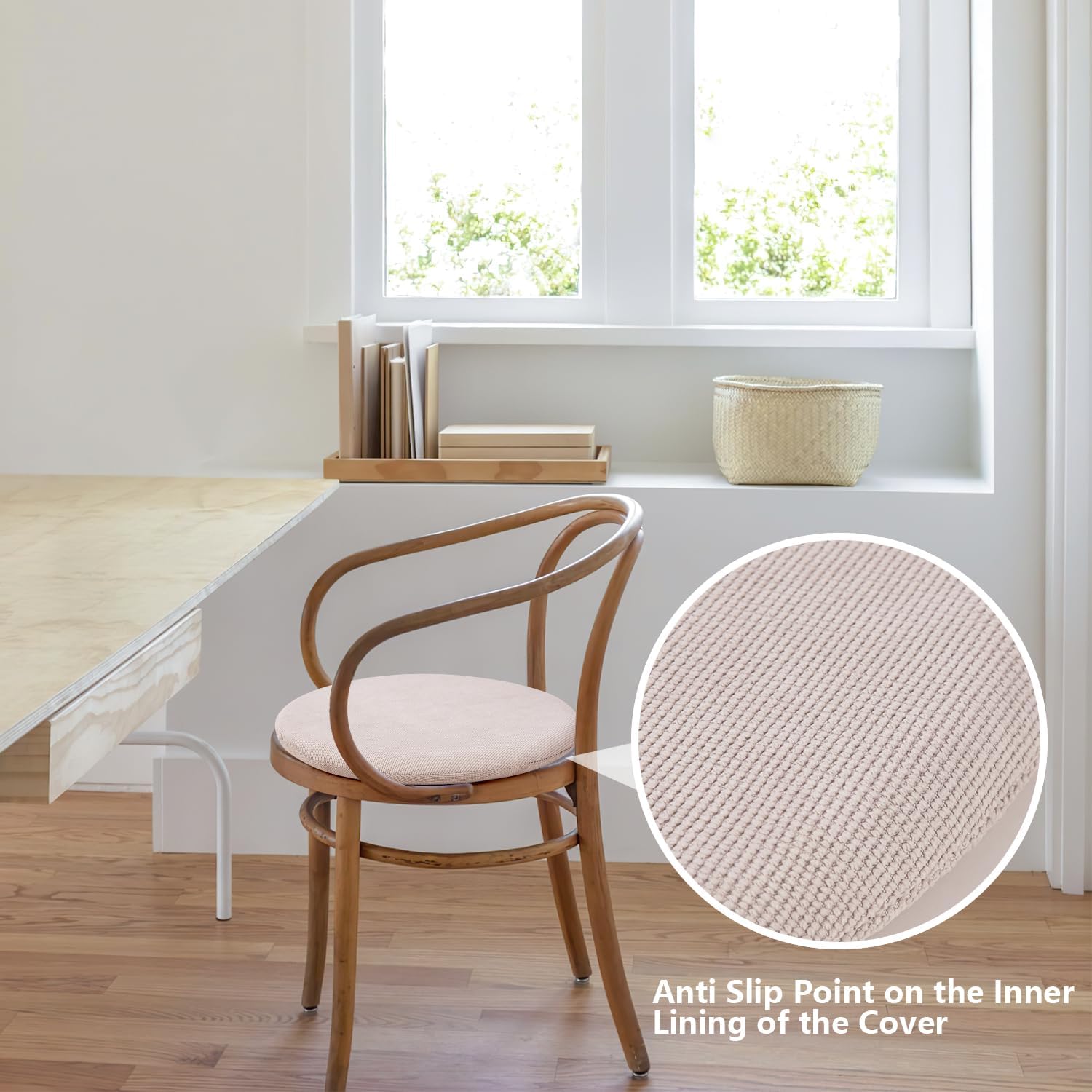 Cojín redondo de espuma viscoelástica para silla de cocina de 14 pulgadas, cojín de asiento de comedor con funda de cojín extraíble, cojín circular