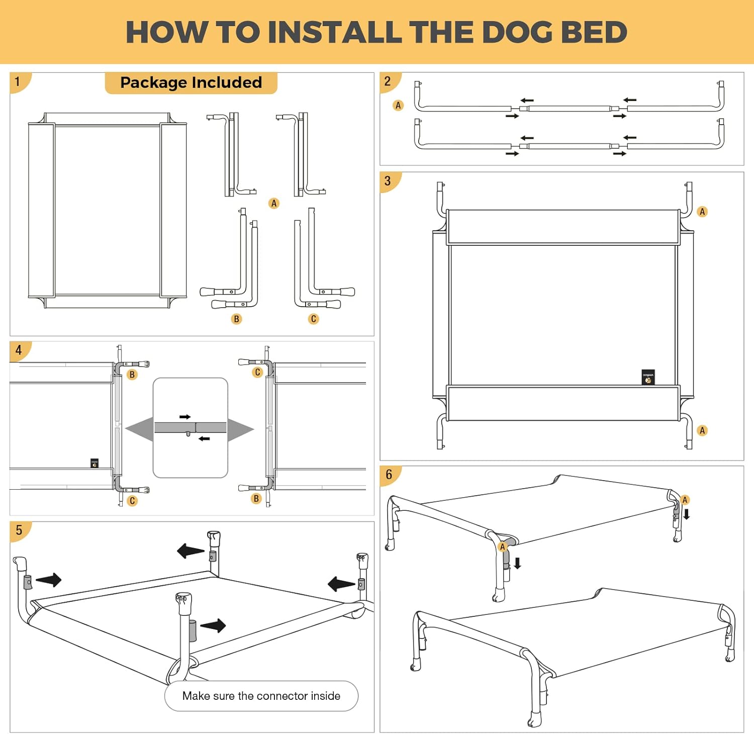 Veehoo CWC2204 – Cama elevada para perros grandes, cama elevada para mascotas con reposacabezas inclinado para interiores y exteriores, lavable,
