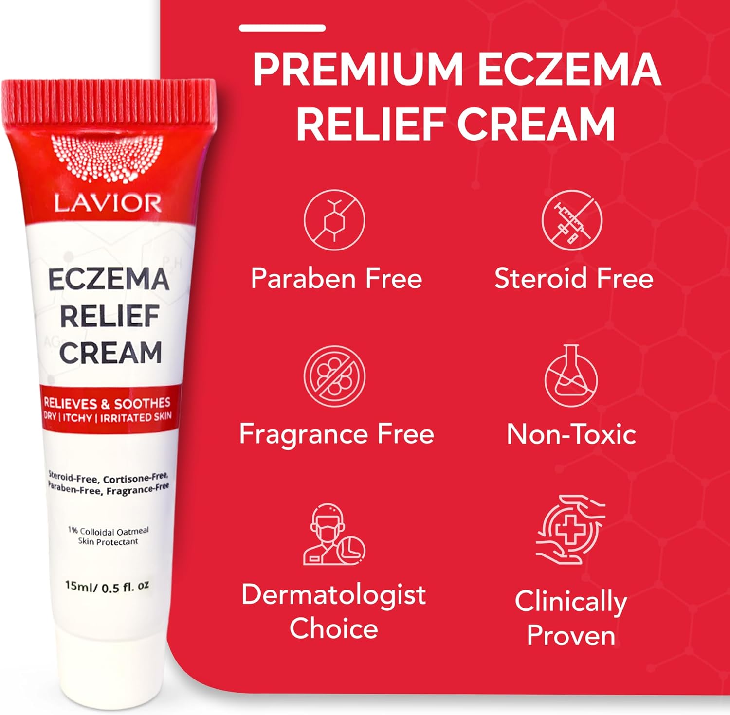 Lavior Crema para aliviar el eccema  Alivio calmante de la picazón con avena coloidal  Hipoalergénico, recomendado por médicos, clínicamente probado