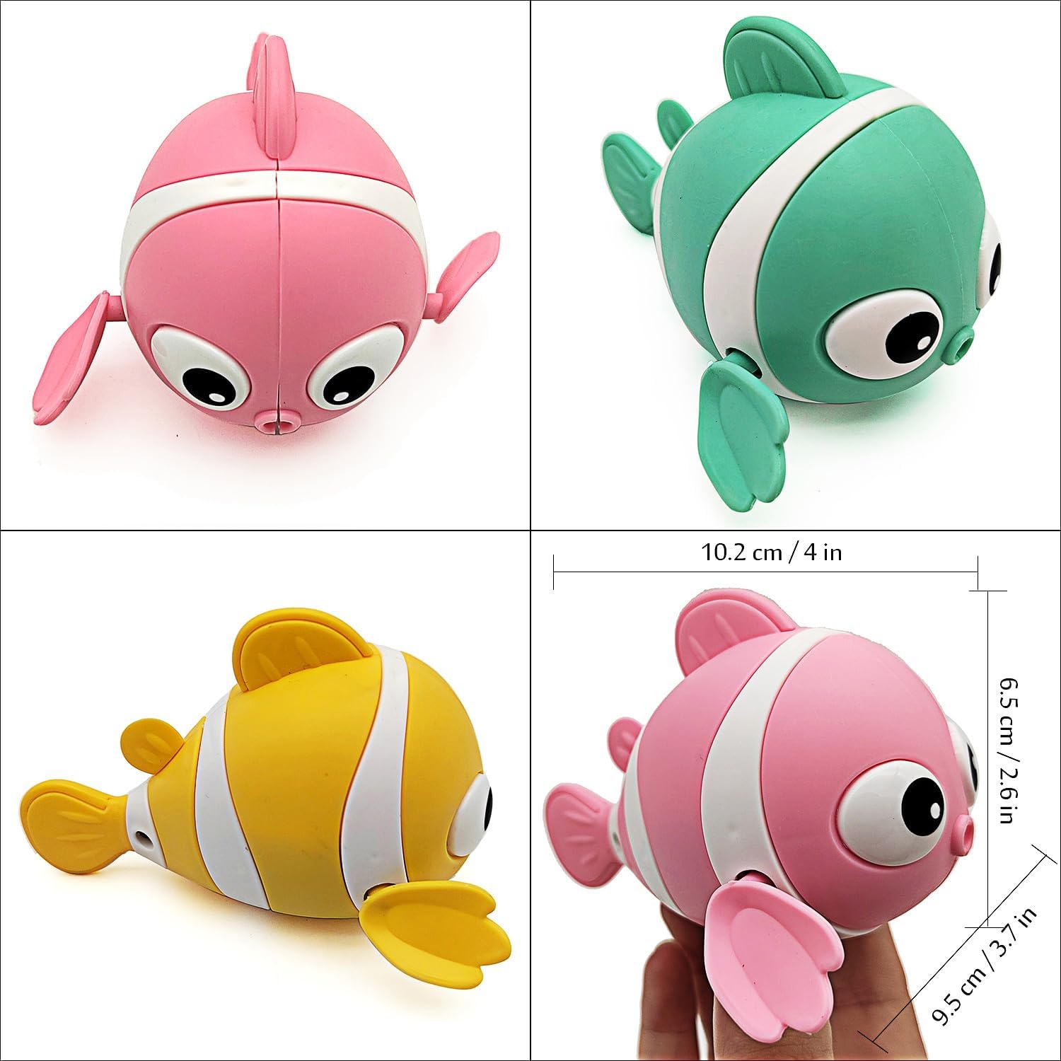 Tipmant Lindo juguete de baño para bebé, animal de pez enrollado para bañera, tanque de agua, piscina de 1, 2, 3, 4, 5, 6 años, regalos de