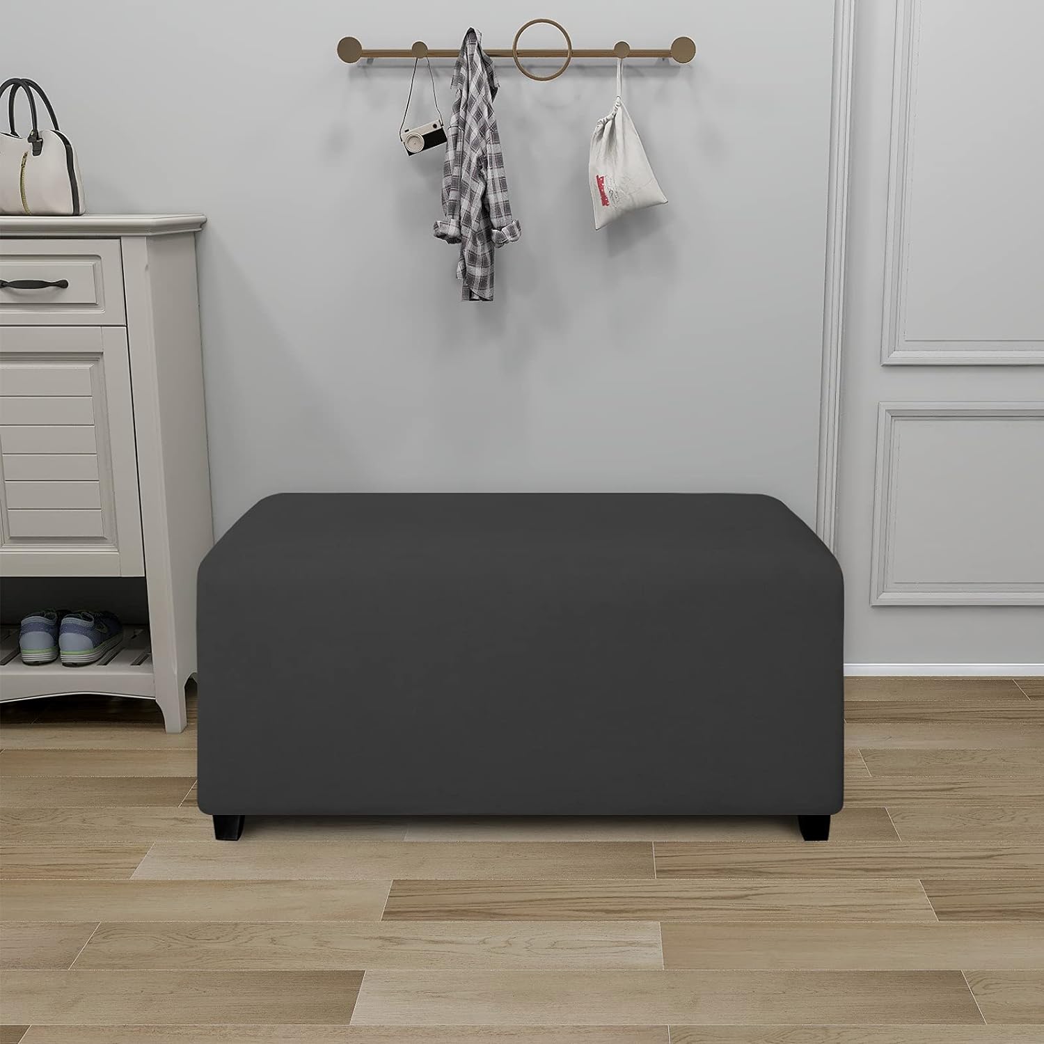 PureFit Funda otomana rectangular súper elástica y suave de ajuste  Fundas otomanas para taburete de pies y muebles de almacenamiento plegables para