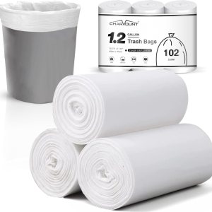 Charmount Bolsas de basura pequeñas de 1.2 galones, 102 bolsas de basura para baño, se ajustan a 4.5-5 litros transparentes Charmount Bolsas de basura pequeñas de 1.2 galones, 102 bolsas de basura para baño, se ajustan a 4.5-5 litros transparentes