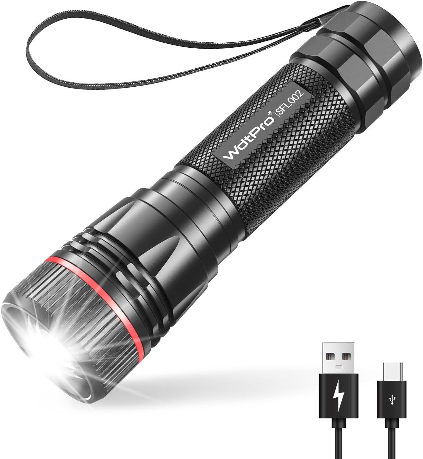 WdtPro Linternas recargables de alto lúmenes, 1 paquete de 10 linternas EDC superbrillantes de larga duración, mini luces LED tácticas para acampar