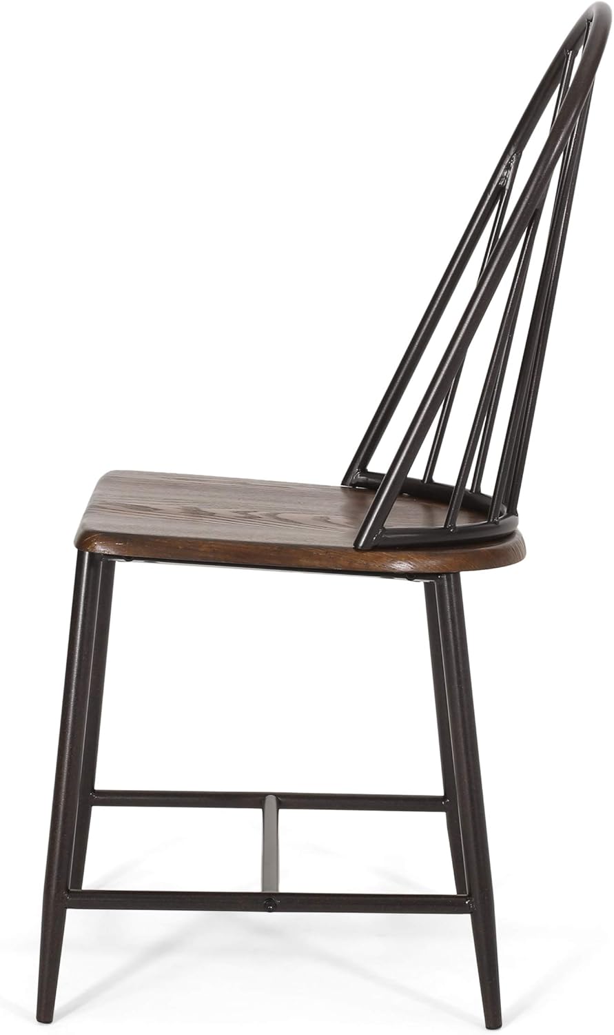 Christopher Knight Home Juego de sillas de comedor Gessling, marrón oscuro + negro + espresso