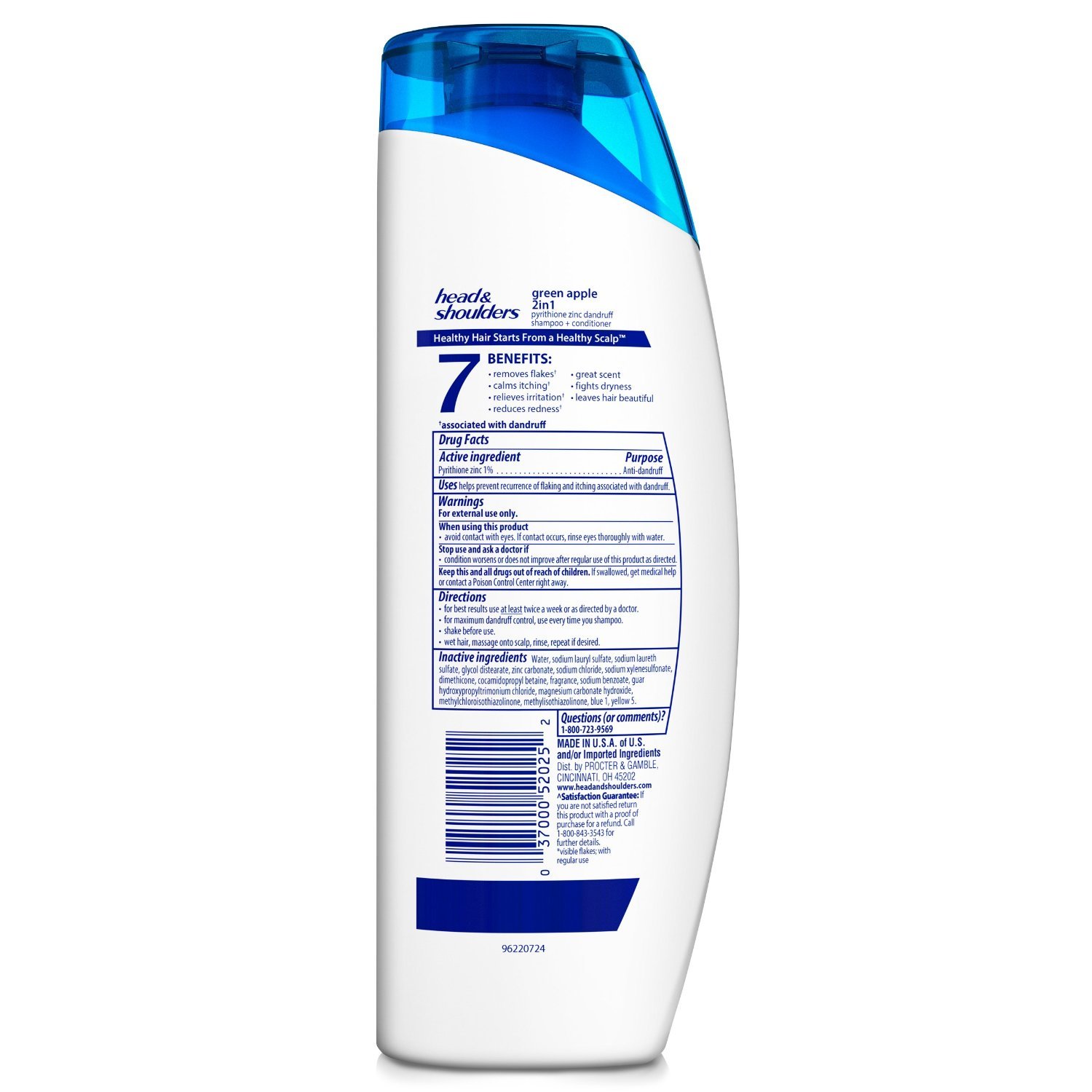Head & Shoulders Champú 2 en 1 para la caspa + acondicionador, manzana verde, 13.5 onzas (paquete de 4)