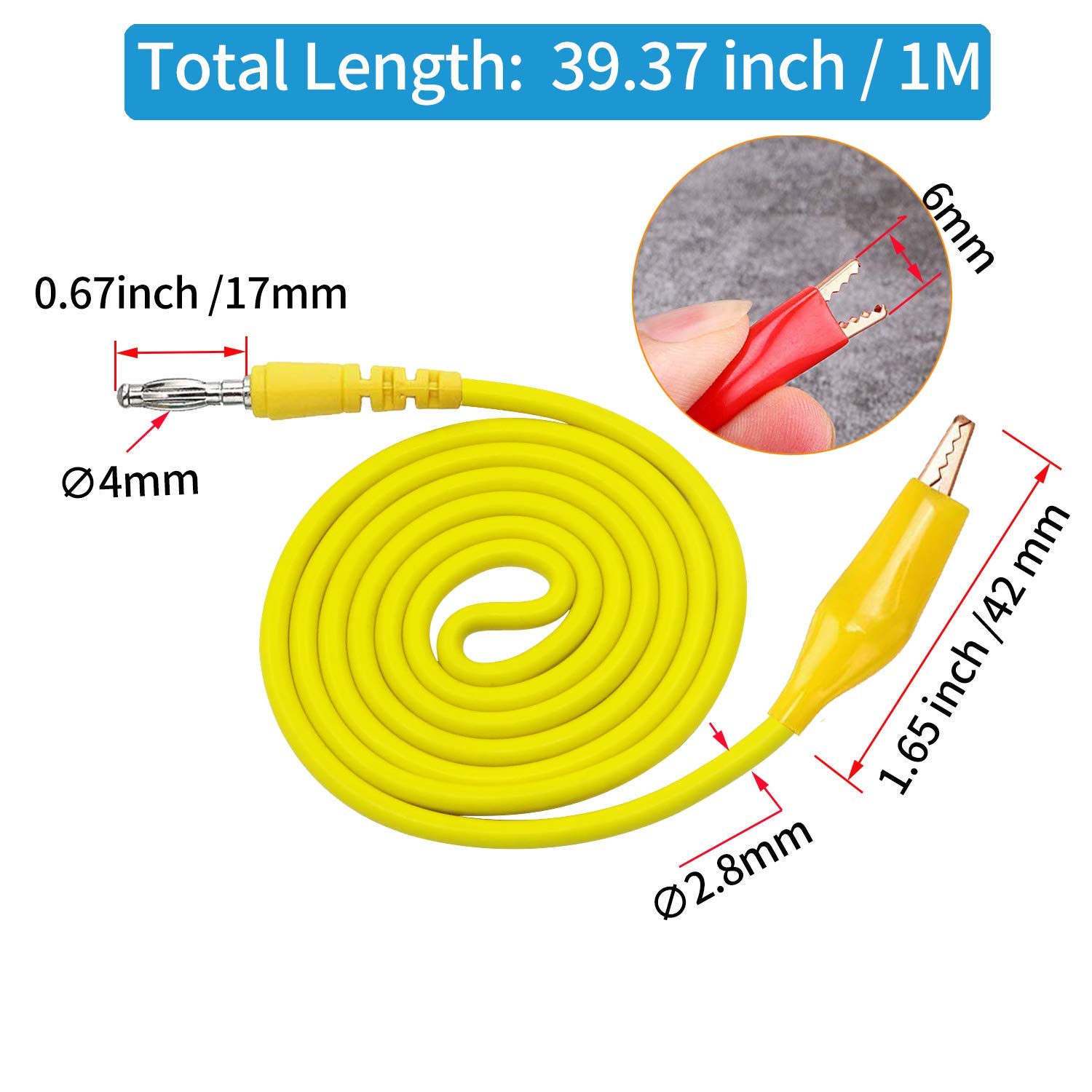 Testeronics Kit de sonda trasera 58 en 1  25 sondas traseras de 30 V  10 cables de prueba de circuito de enchufe banana de 0.157 in a clip de