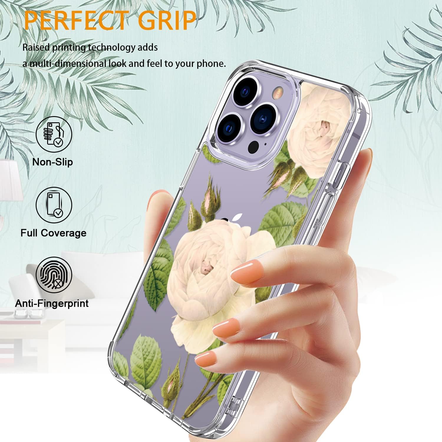 LUHOURI Funda para iPhone 15 Pro Max con protector de pantalla – Funda transparente – Diseños de moda para mujeres y niñas – Funda protectora