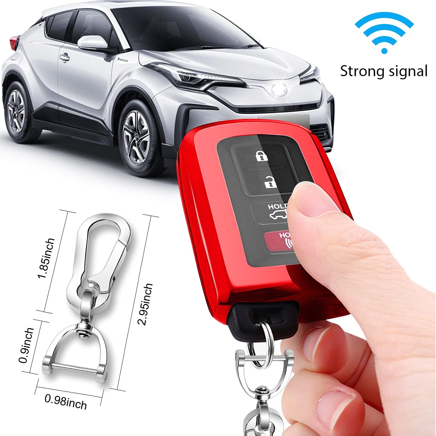QBUC Funda para llavero Toyota con llavero de TPU de protección completa compatible con Toyota Tacoma 4Runner Sequoia Highlander Avalon Camry