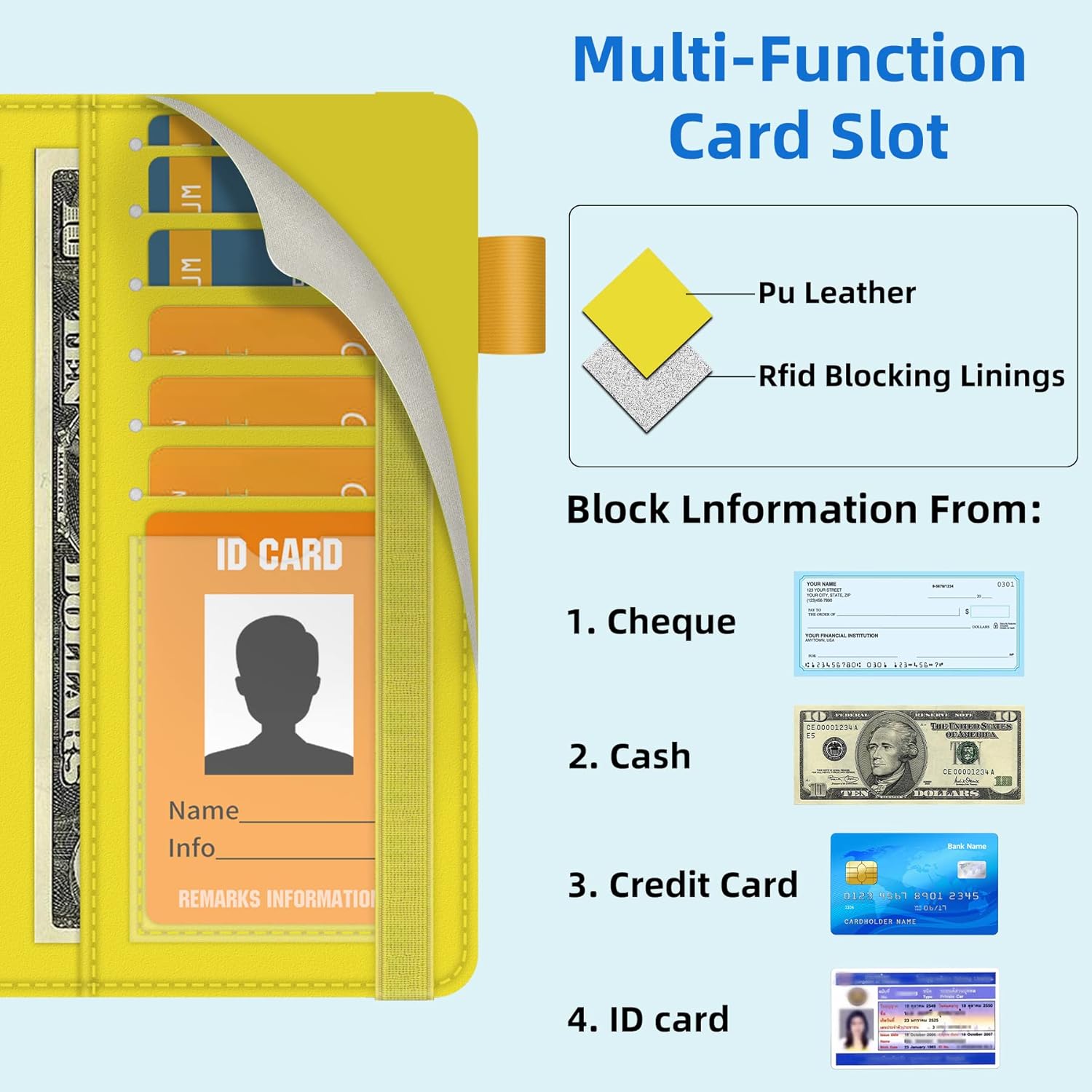 bvya 2 fundas para chequera para hombres y mujeres con bloqueo RFID, soporte de cuero impreso de alta calidad para chequera, carteras delgadas con