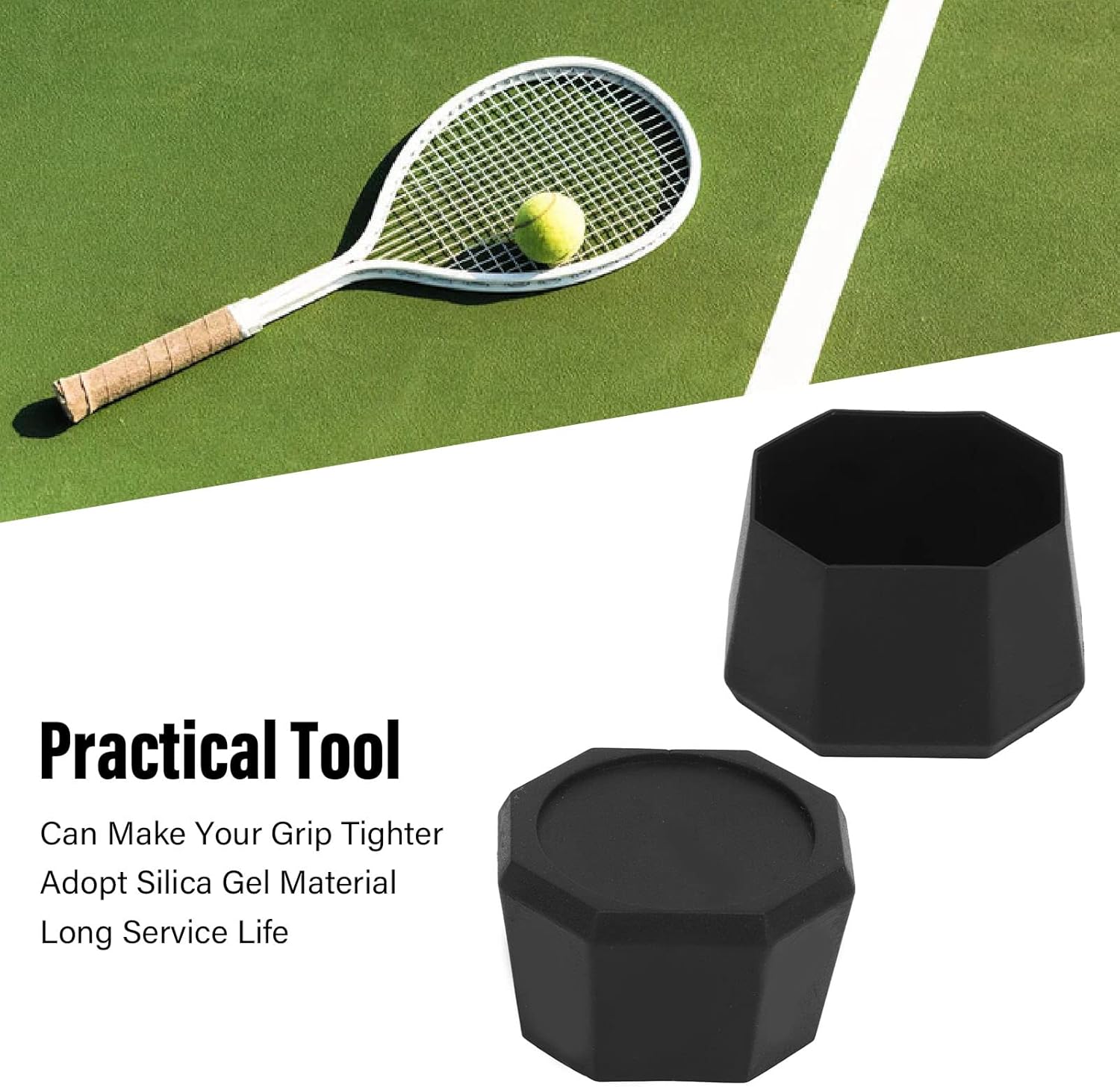 Tapa de extremo de mango de raqueta de tenis, peso ligero, 2 piezas, accesorios de raqueta, raqueta de tenis, cubierta de silicona para gimnasio