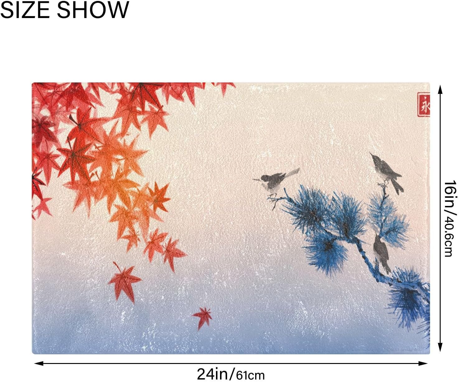 Bathroom Rugs Sets 2 Piece 24×16+24×20 Inch,Soft U-Shaped Contour Toilet Rug Red Maple Leaves Bird Non-Slip Absorbent Bath Floor Mat Carpet Set