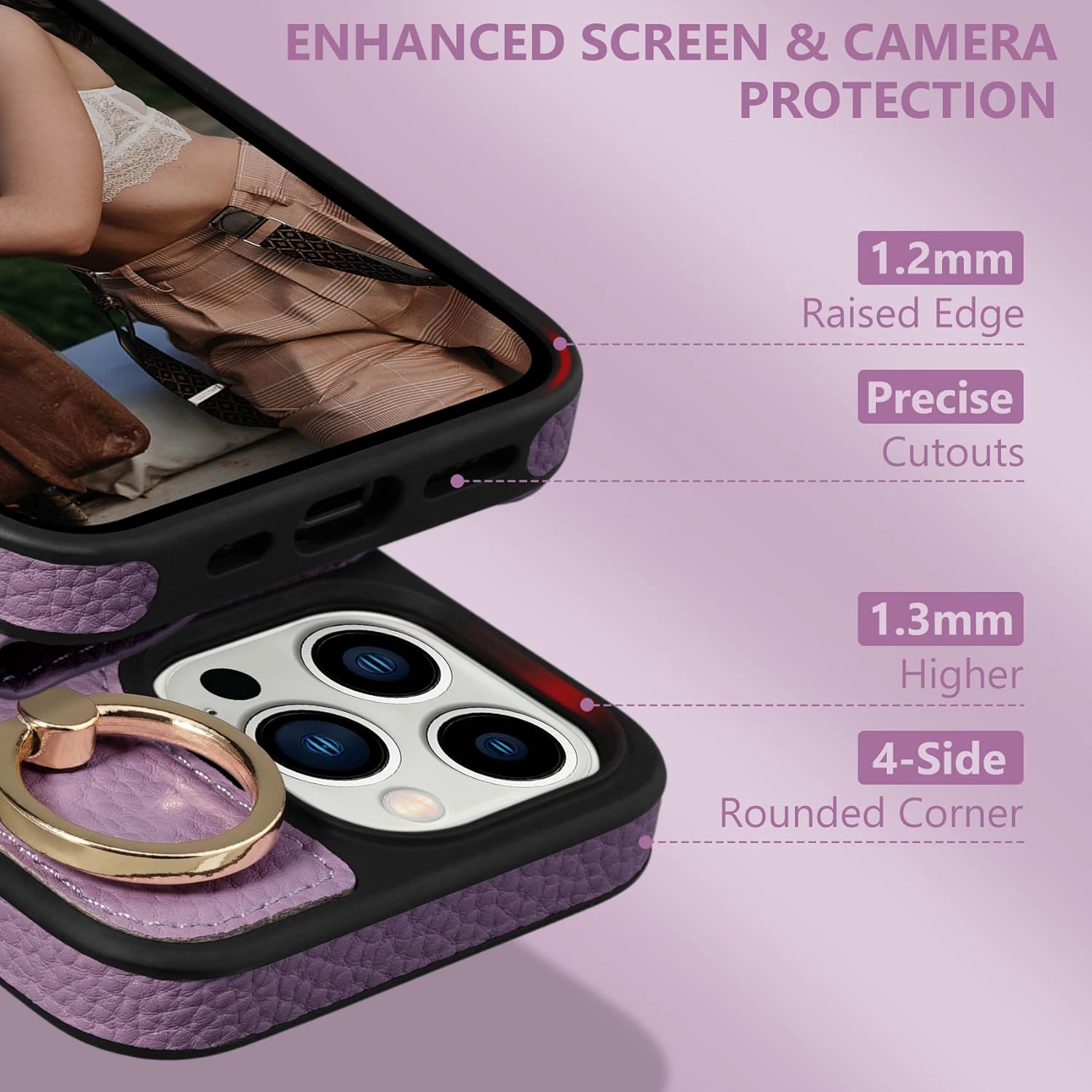 Keallce Funda para iPhone 13 Pro de 6.1 pulgadas 2021, funda tipo cartera con ranuras para tarjetas, soporte de anillo con soporte de soporte, funda