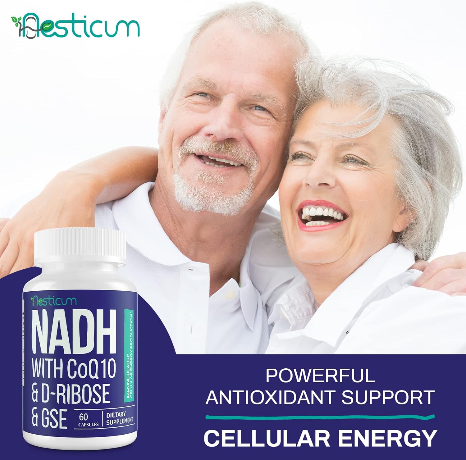 NADH 50 mg + CoQ10 200 mg + D-ribosa 150 mg Suplemento, refuerzo de NAD+ suplementos para el sistema inmunológico, energía celular, enfoque,