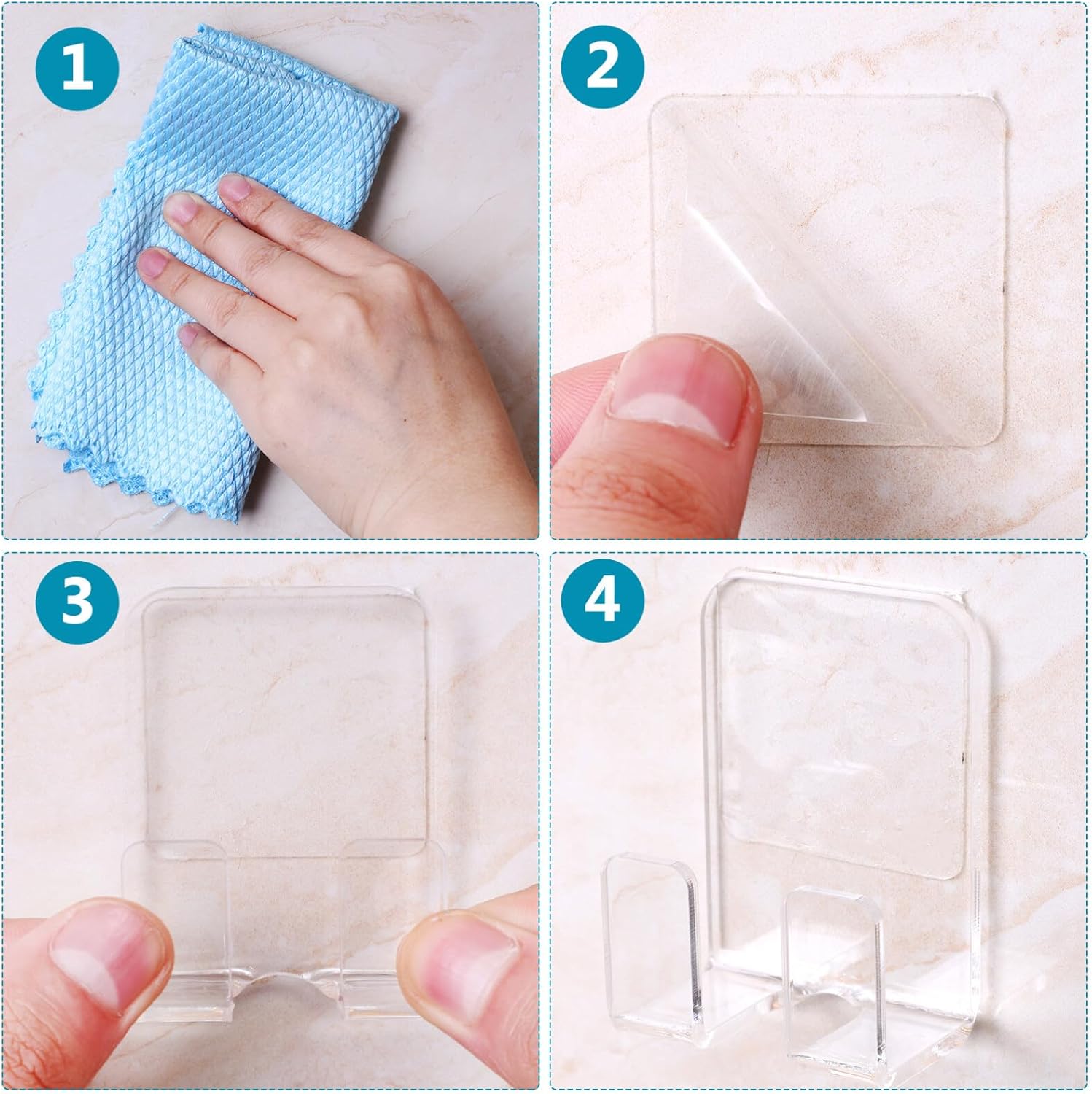 UKCOCO Soporte adhesivo para maquinilla de afeitar, 3 piezas de montaje en pared, ganchos de ducha, soporte de teléfono para enchufe, toalla,