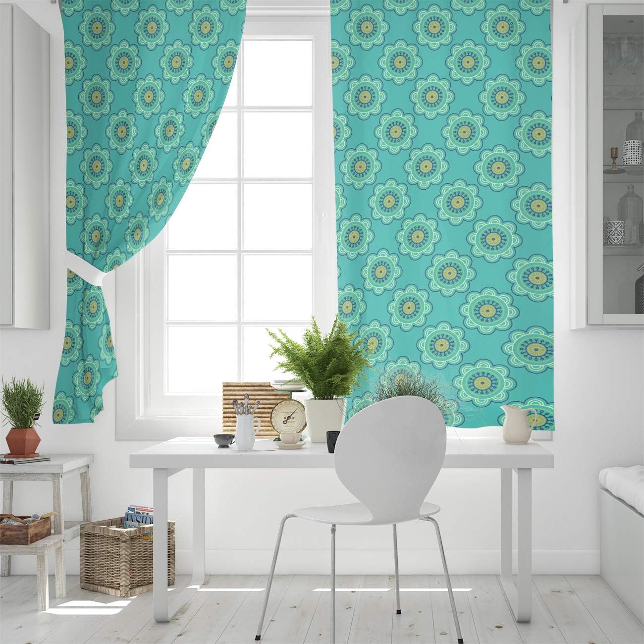 Cortinas opacas térmicas con diseño floral y ojales de metal, cortina elegante para habitación o sala de estar, 52 x 72 pulgadas, 2 paneles