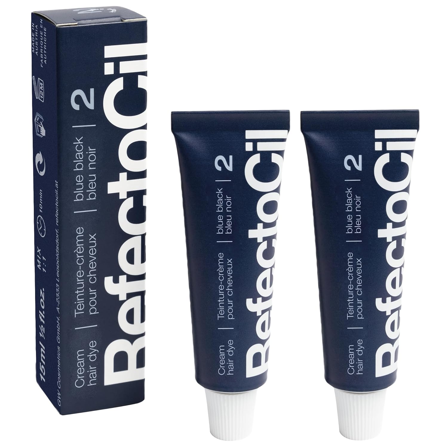 RefectoCil Paquete de 2 tintes para el cabello en crema, tinte profesional para un color duradero