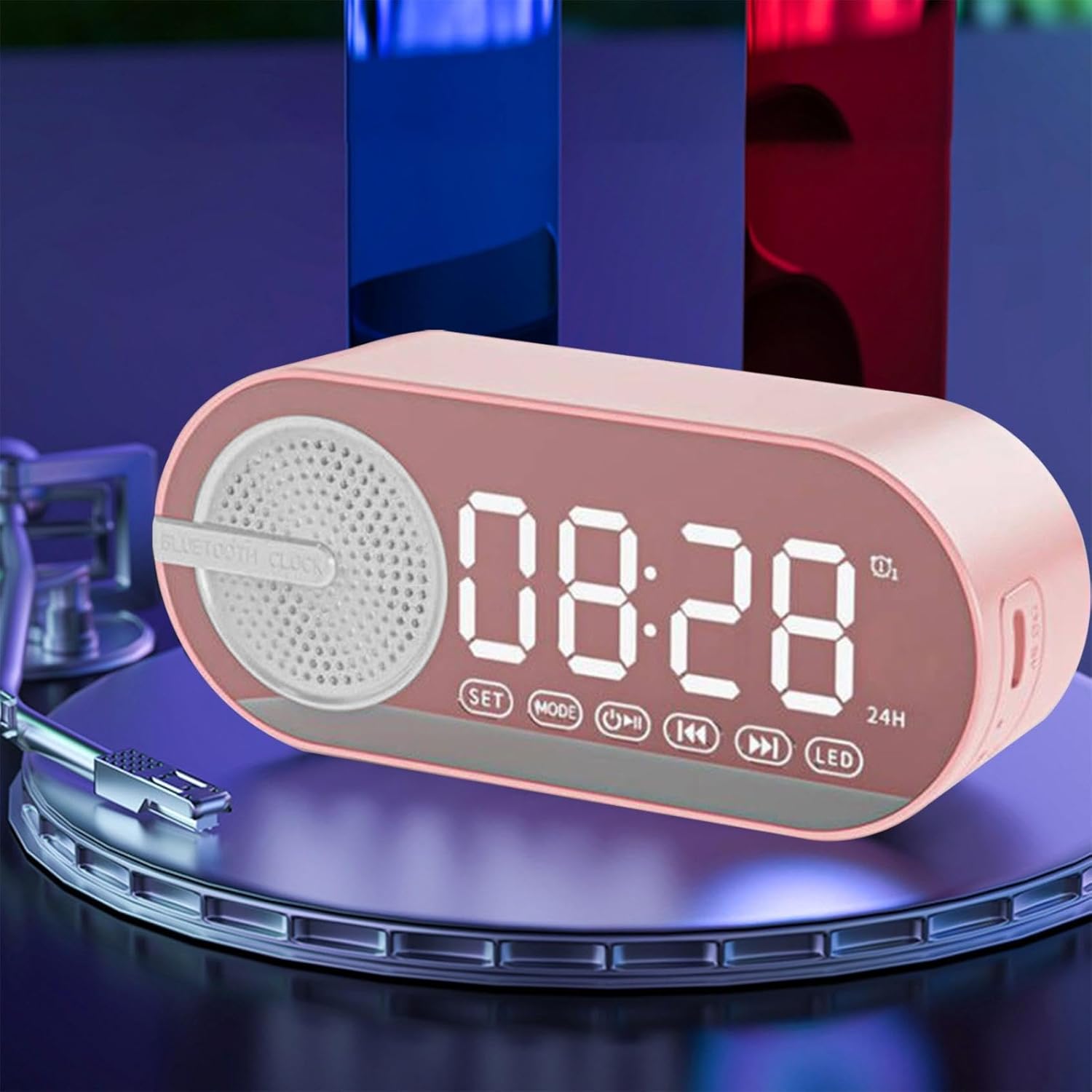 Altavoz Bluetooth portátil con sistema de reloj despertador doble, altavoz multifuncional y reloj digital con alto volumen, carga USB Bluetooth
