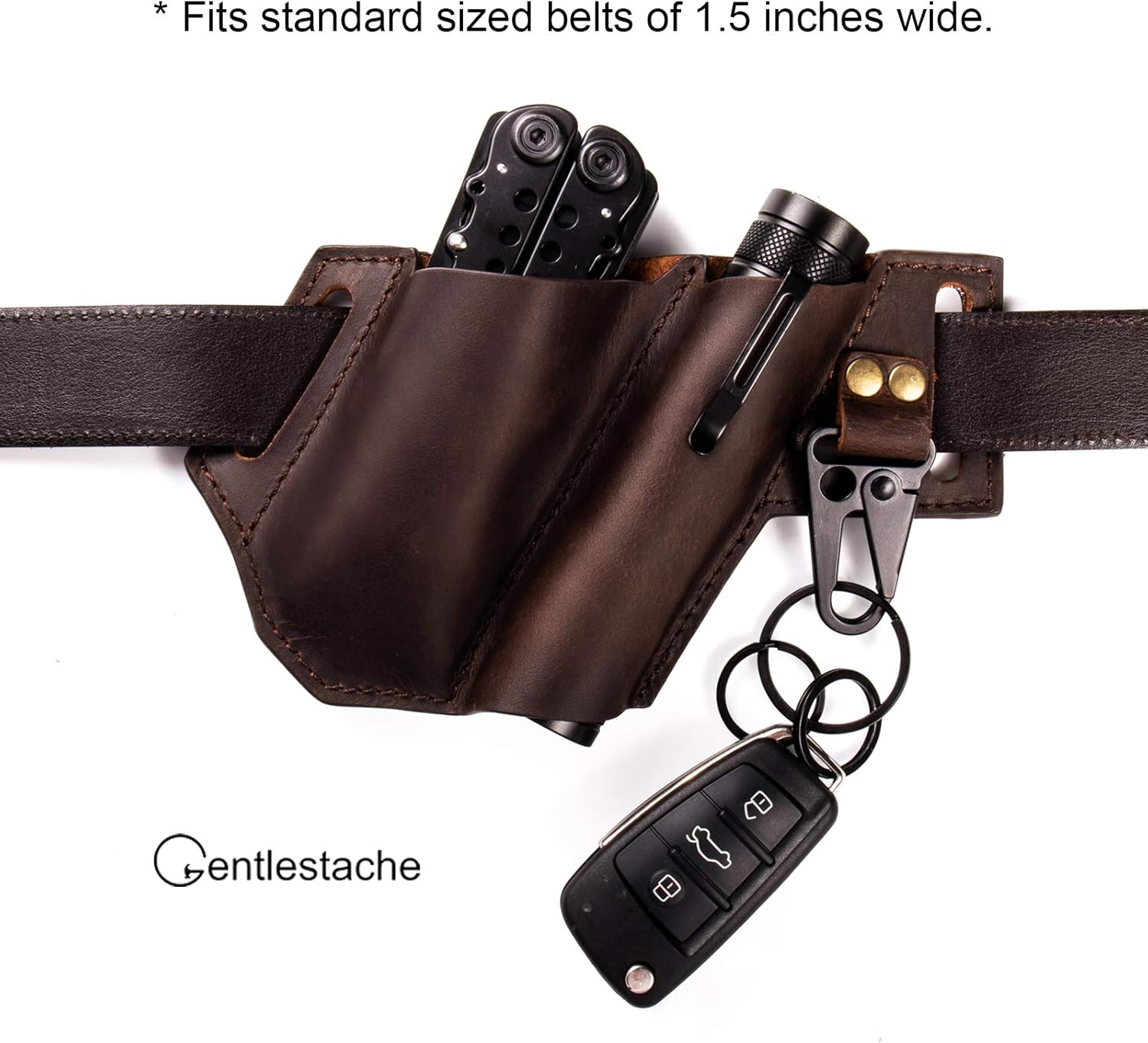 Gentlestache Funda de cuero para cinturón, funda de cuero para multiherramienta, organizador de bolsillo de cuero