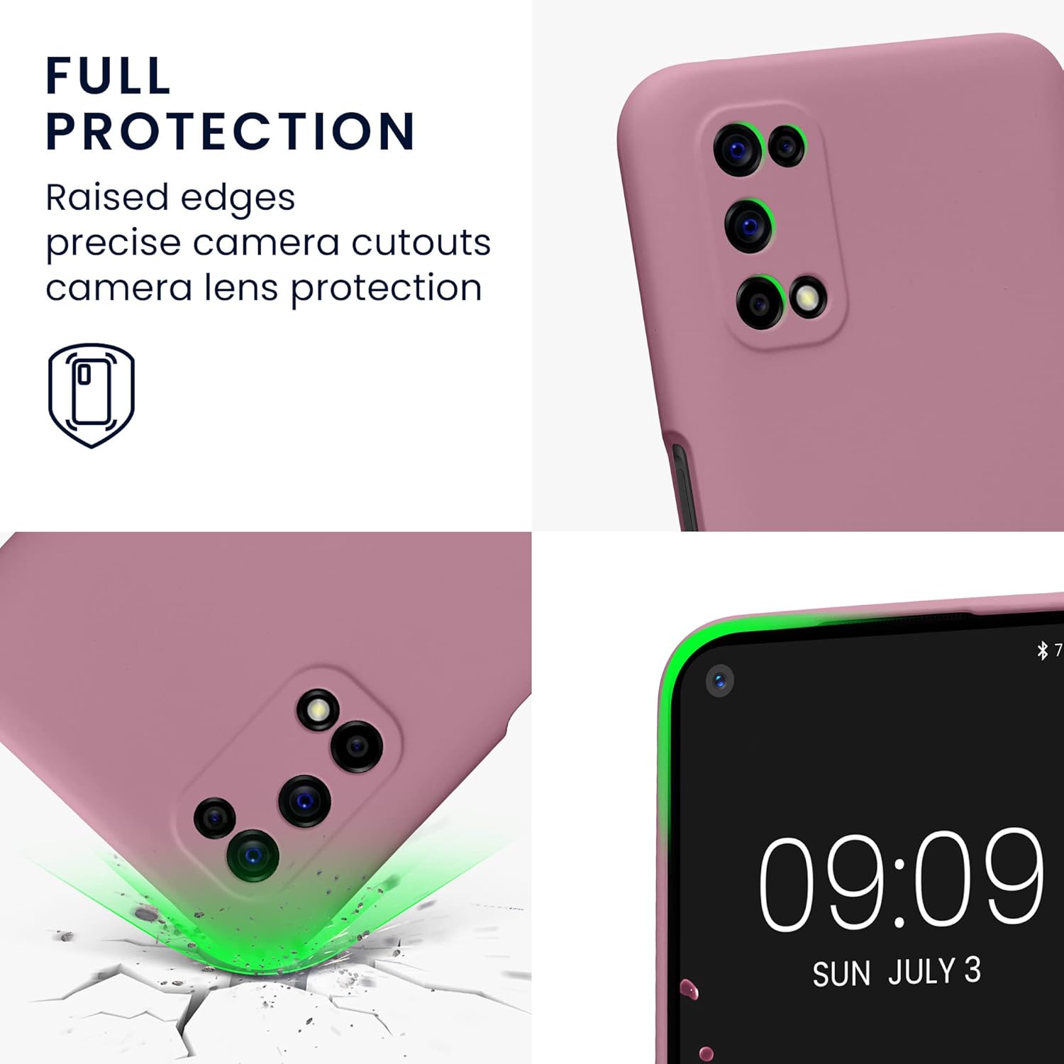 kwmobile Funda compatible con Realme 7 (5G) – Funda protectora delgada de TPU con acabado mate suave – Rosa oscuro