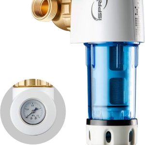 iSpring WSP100GR Reusable Spin Down Sediment Water Filter 100 Micron with Built-in Housing Scraper, 360 Rotatable Head, Pressure Gauge, Blue iSpring WSP100GR Reusable Spin Down Sediment Water Filter 100 Micron with Built-in Housing Scraper, 360 Rotatable Head, Pressure Gauge, Blue