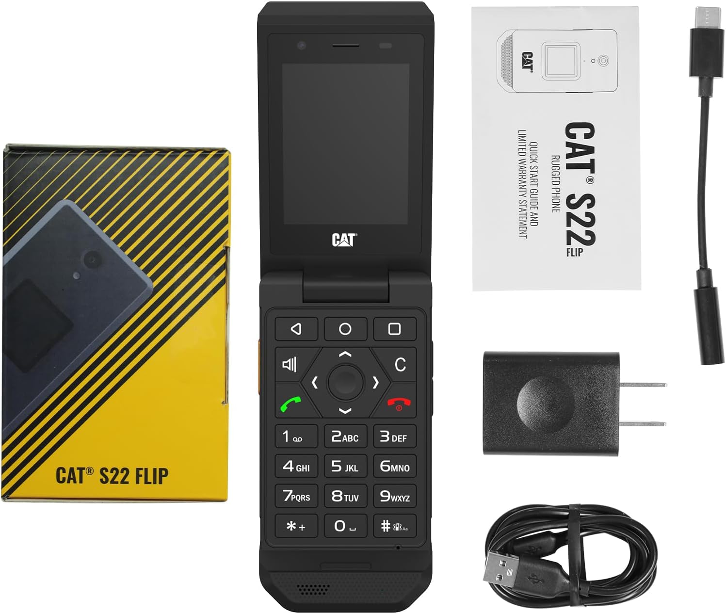 CAT S22 – Teléfono con tapa resistente (16 GB) 2.8 pulgadas, pantalla táctil, teléfono celular inteligente Android 11, IP68 resistente al agua, 4G